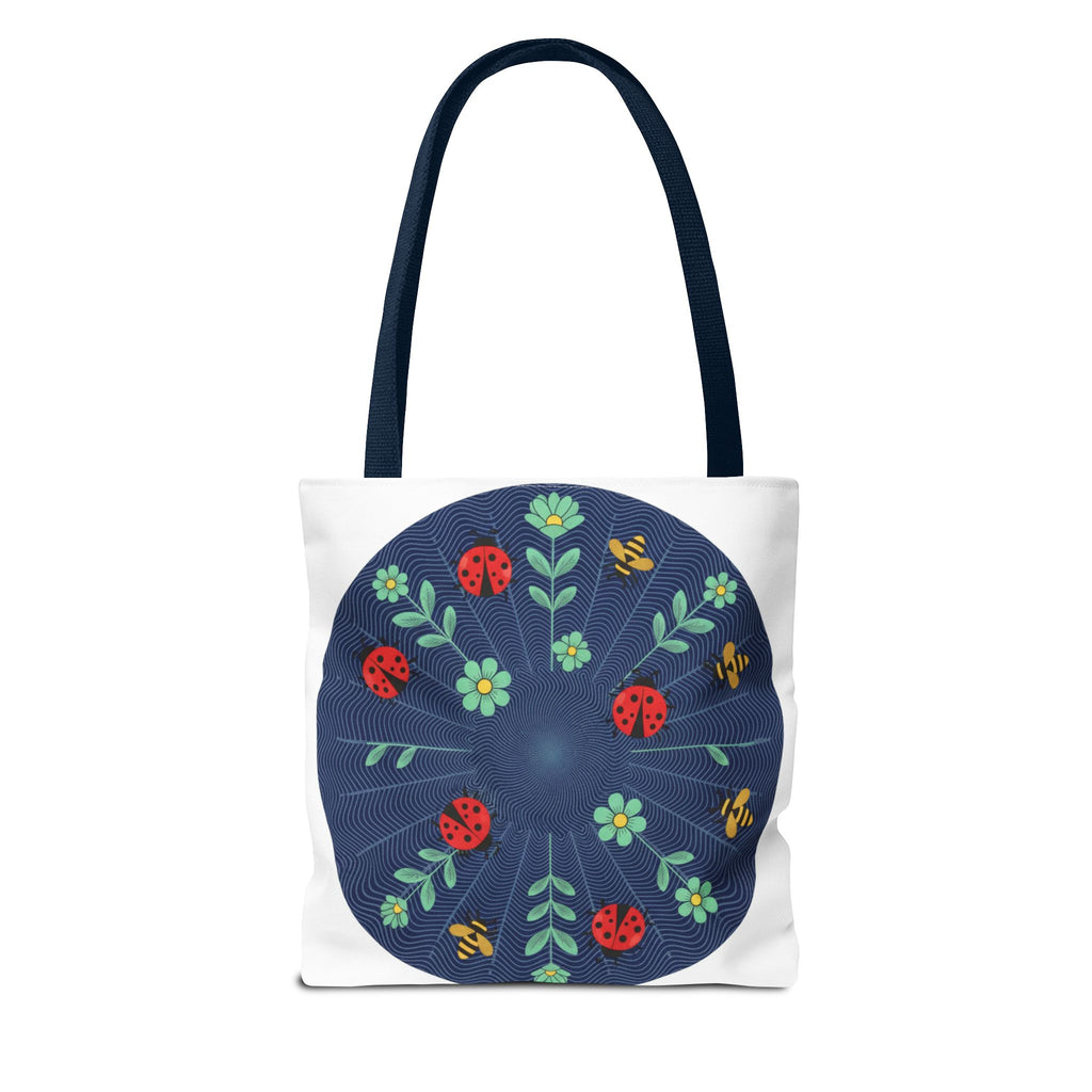 Ladybug Garden Tote Bag — Floral Circular Print AOP Tote