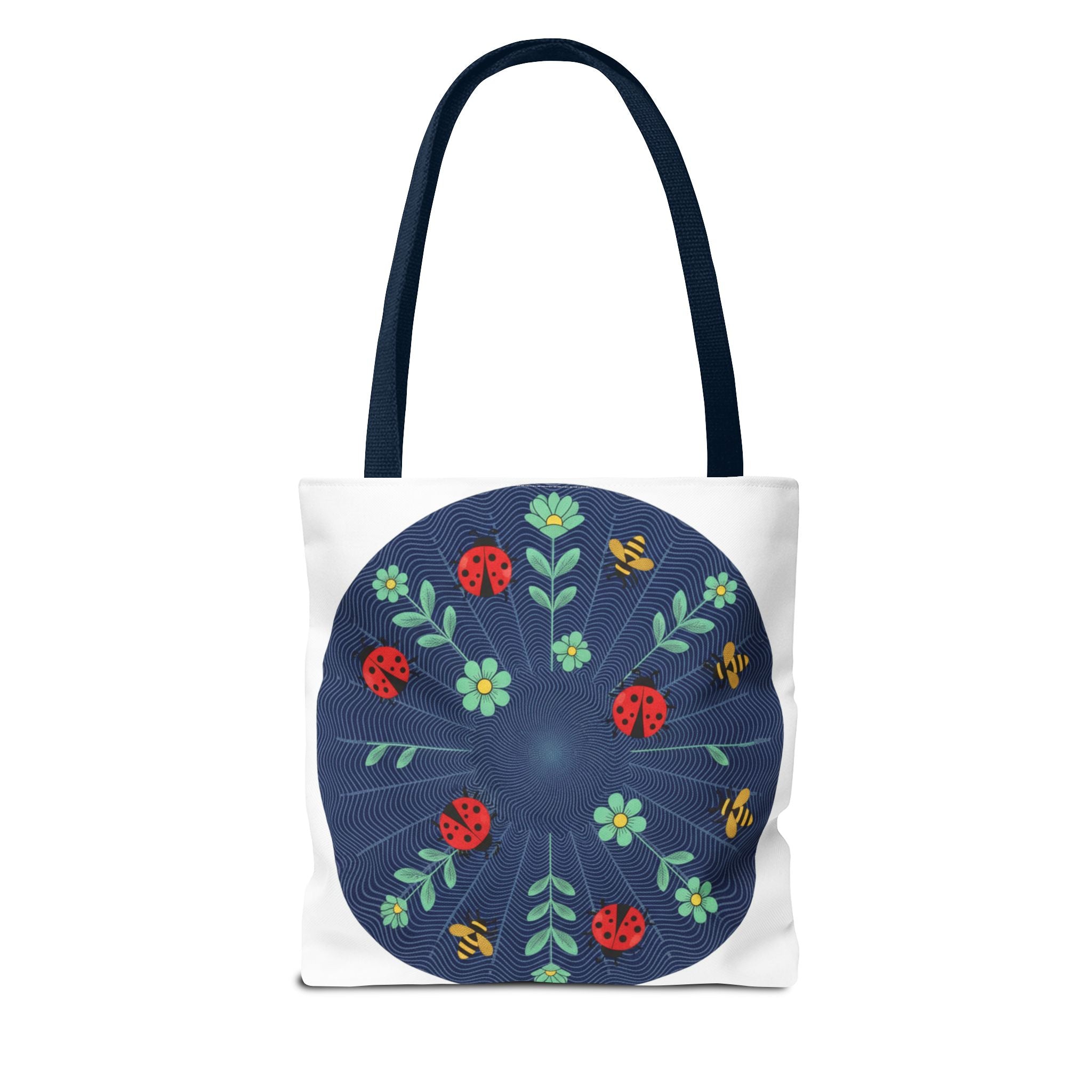 Ladybug Garden Tote Bag — Floral Circular Print AOP Tote