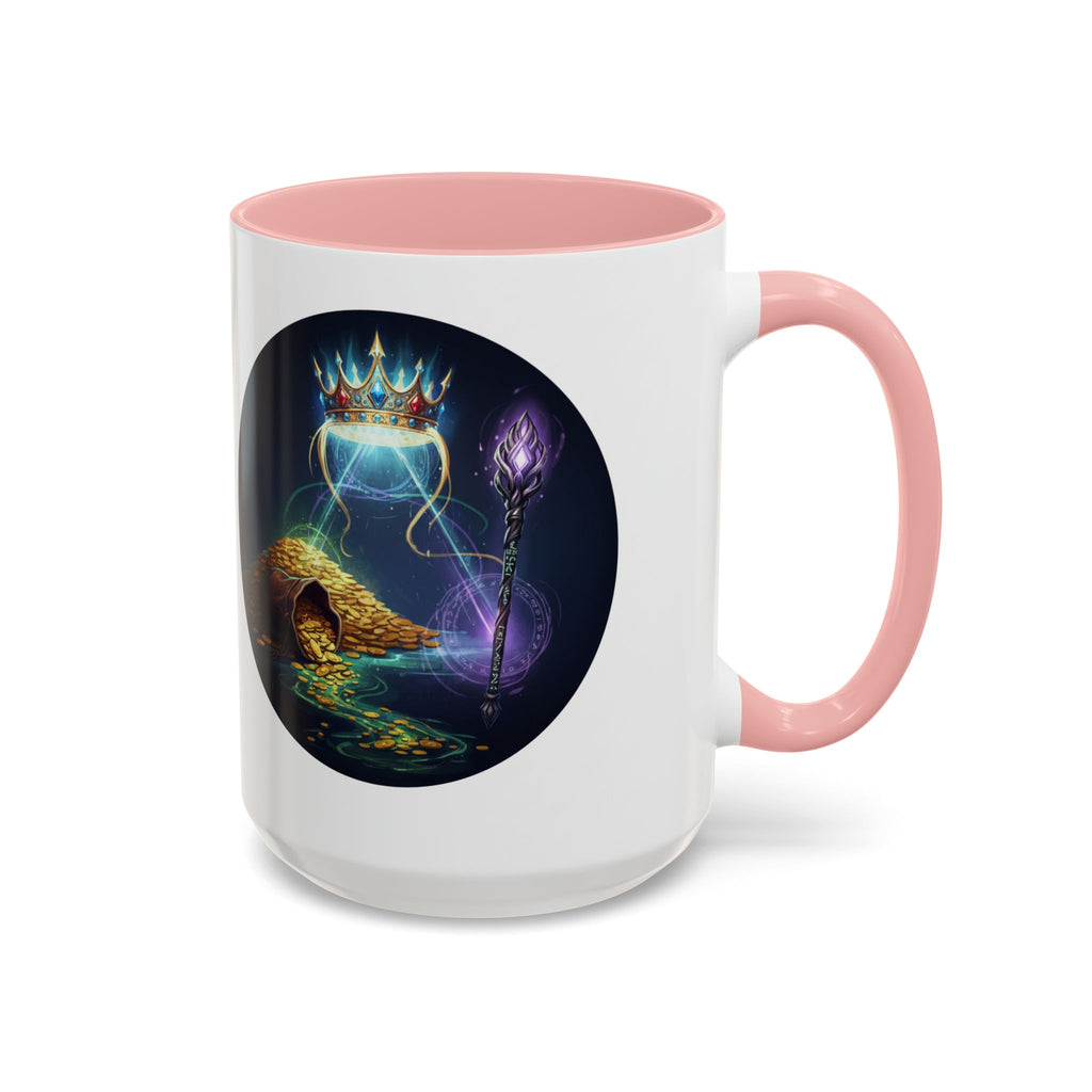 Magic Crown Coffee Mug — Fantasy Wizard Staff & Spilled Gold Accent Mug (11/15 oz)