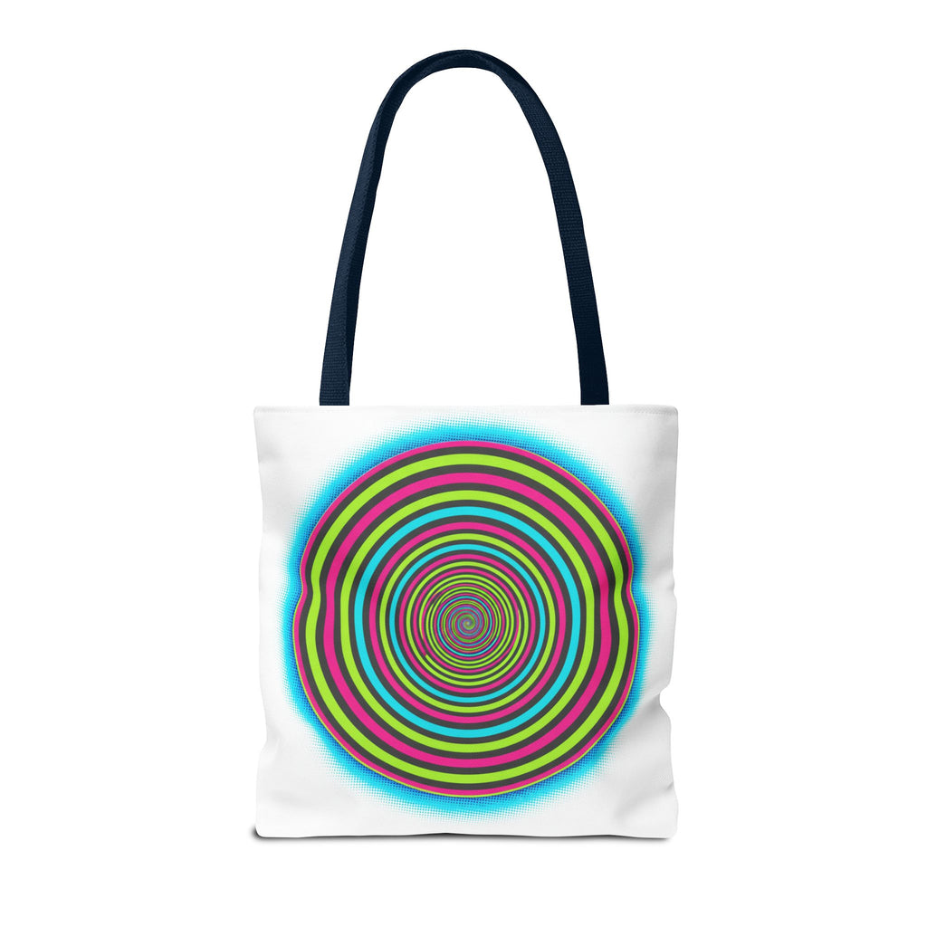 Psychedelic Spiral Tote Bag — Colorful Vortex All-Over Print Tote