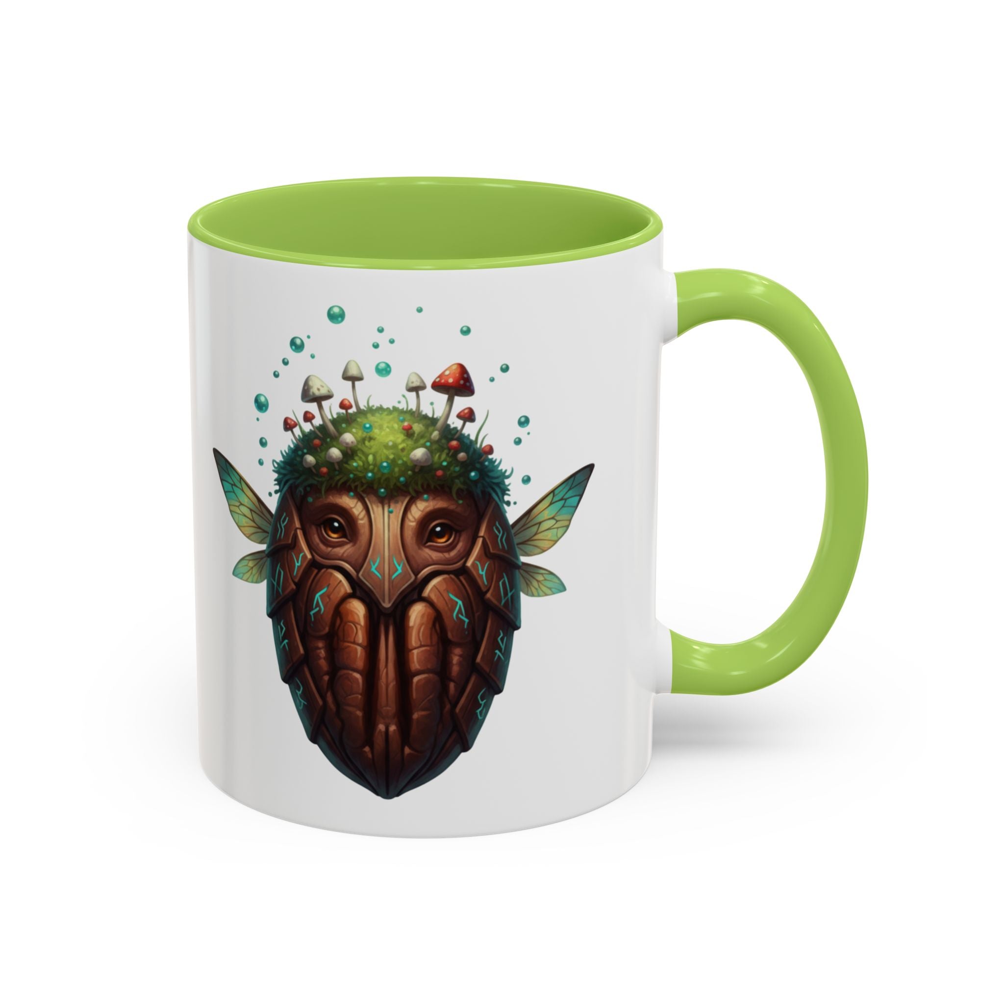 Mushroom Forest Mask Accent Coffee Mug — Fantasy Woodland Creature 11/15oz