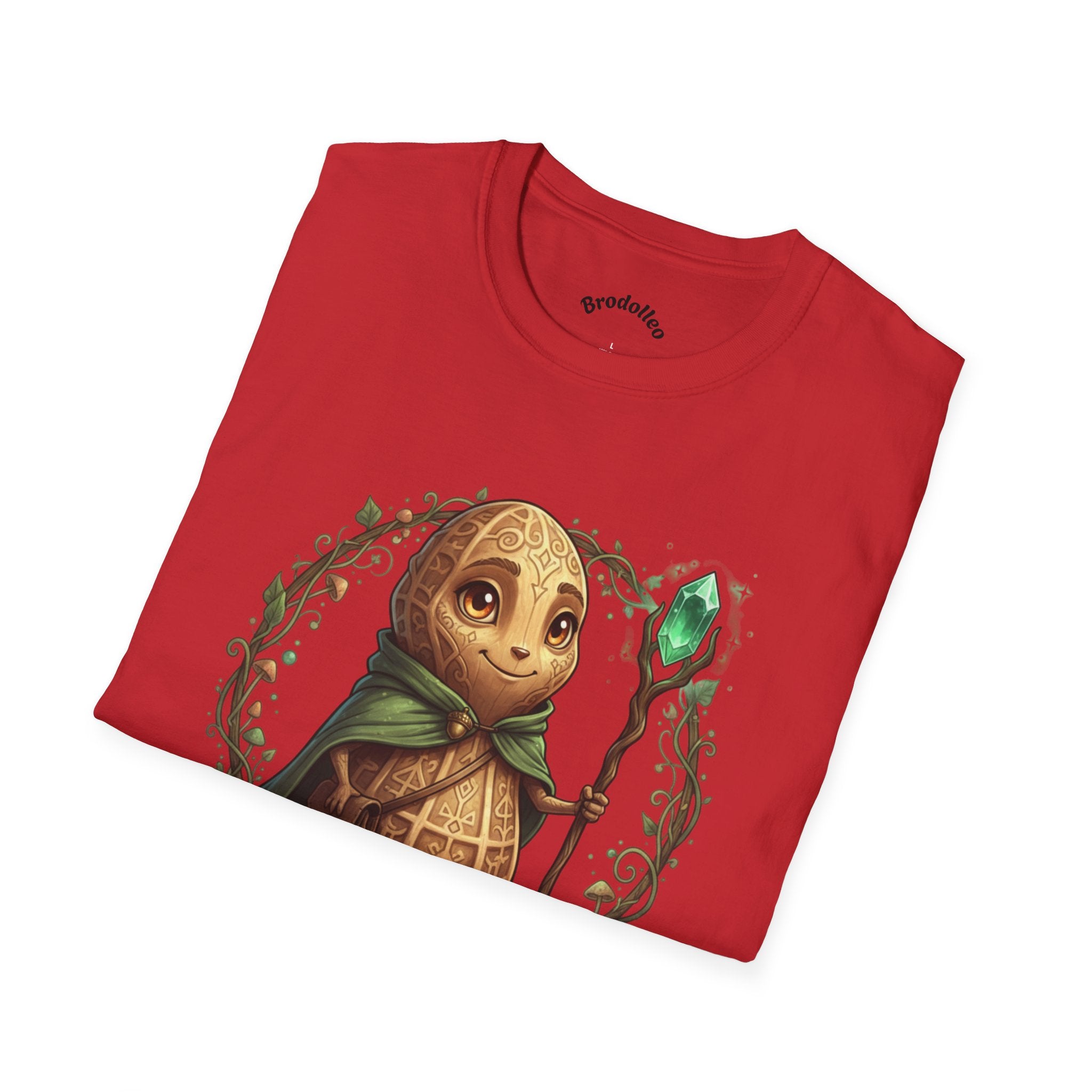 Fantasy Forest Wizard T-Shirt — Cute Turtle Mage with Emerald Staff