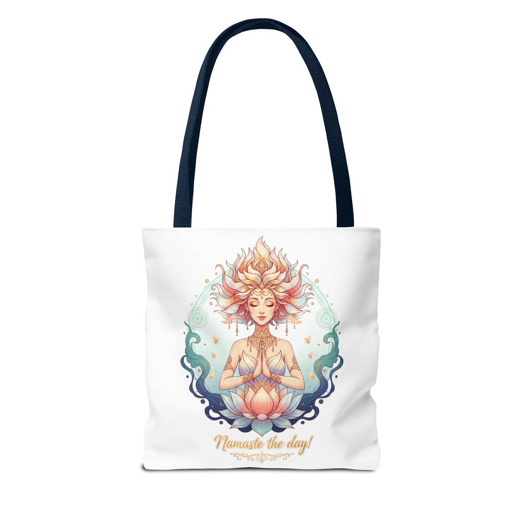 Yoga Lotus Tote Bag — "Namaste the day!" Meditation Canvas Tote