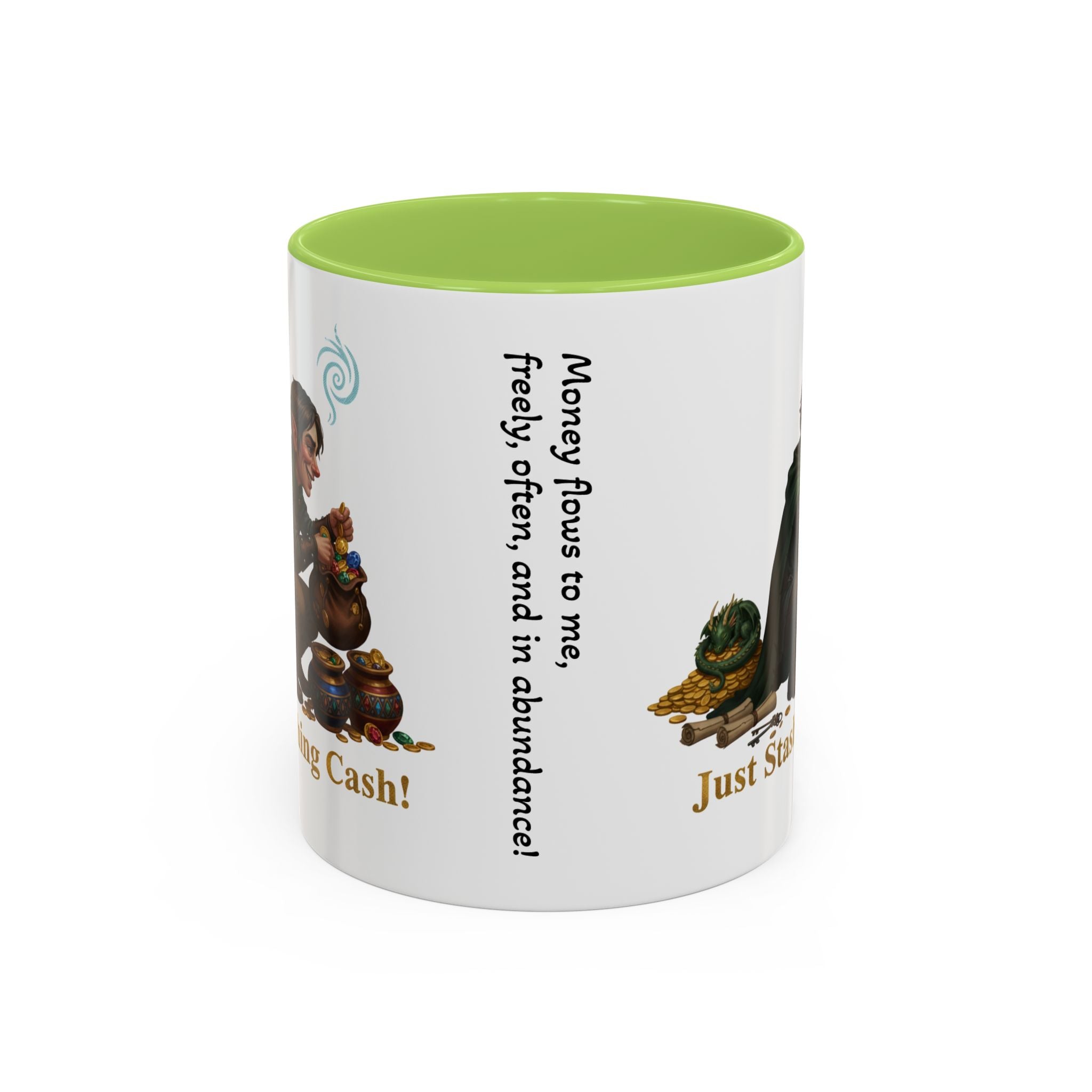 Accent Coffee Mug — "Just Stashing Cash!" Fantasy Gnome Money Mug (11/15oz)