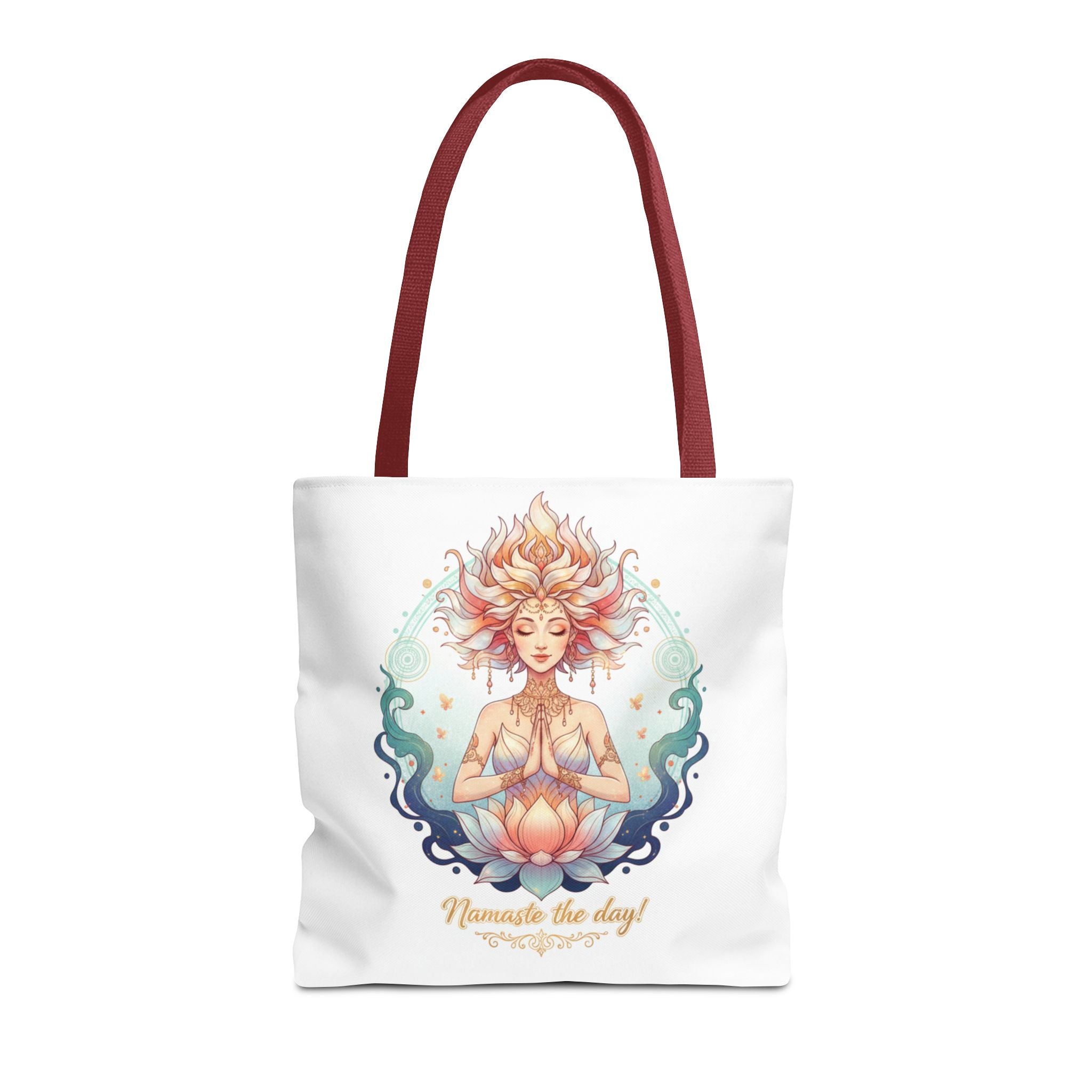 Yoga Lotus Tote Bag — "Namaste the day!" Meditation Canvas Tote