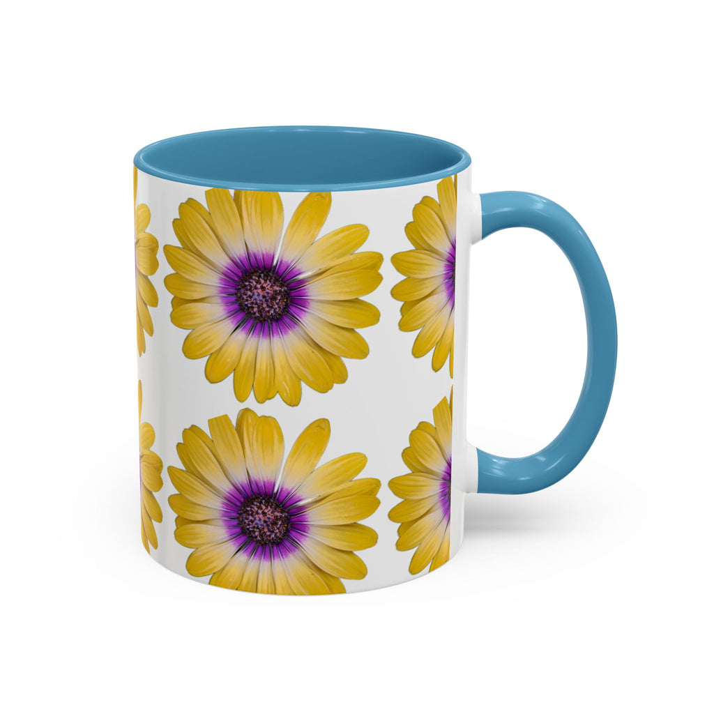 Yellow Purple Daisy Accent Coffee Mug – Floral Pattern 11/15oz