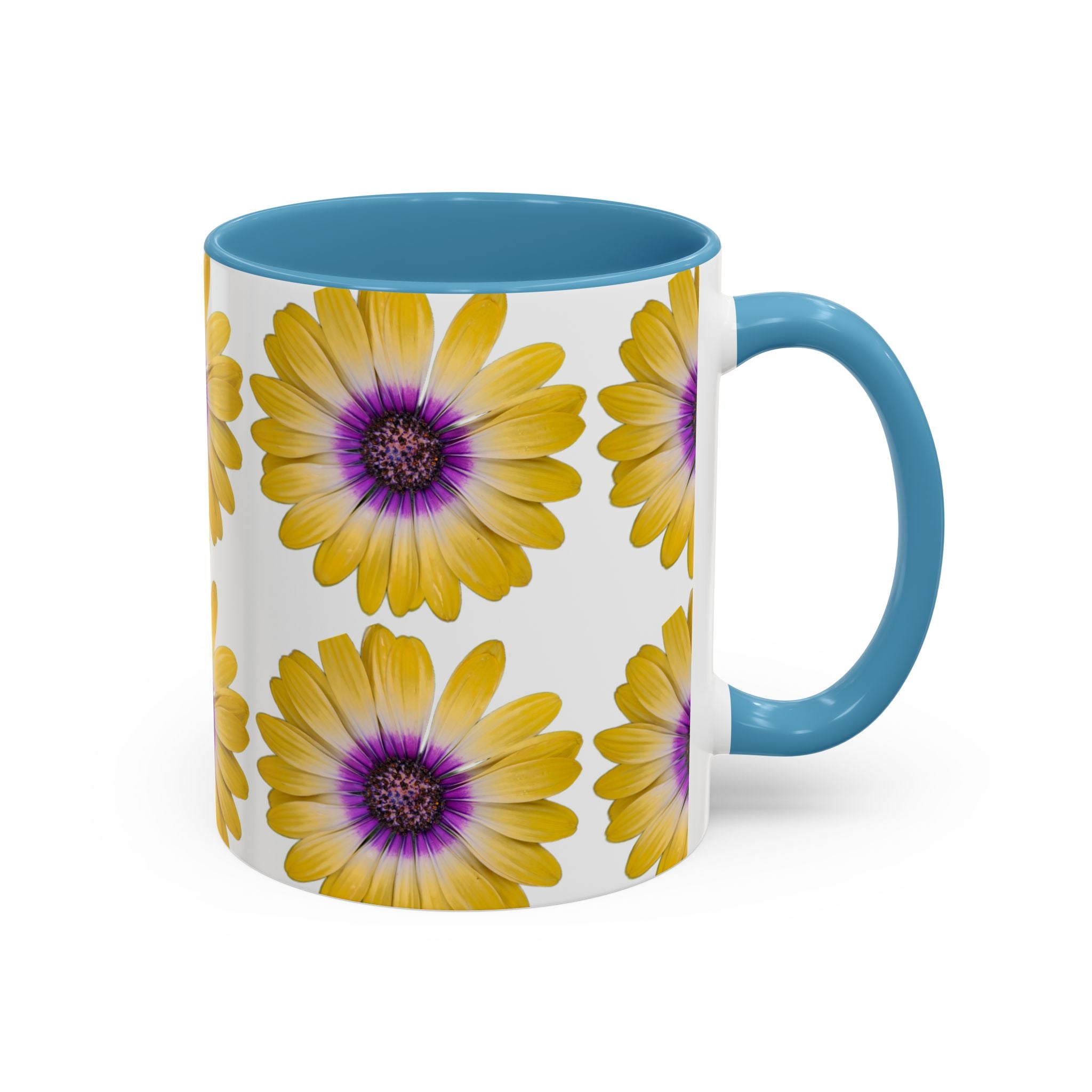 Yellow Purple Daisy Accent Coffee Mug – Floral Pattern 11/15oz