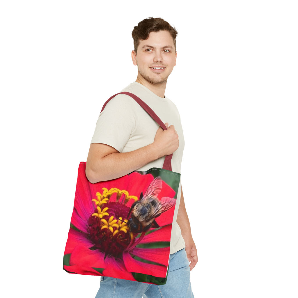 Floral Bee Tote Bag — Red Zinnia Garden Shopper