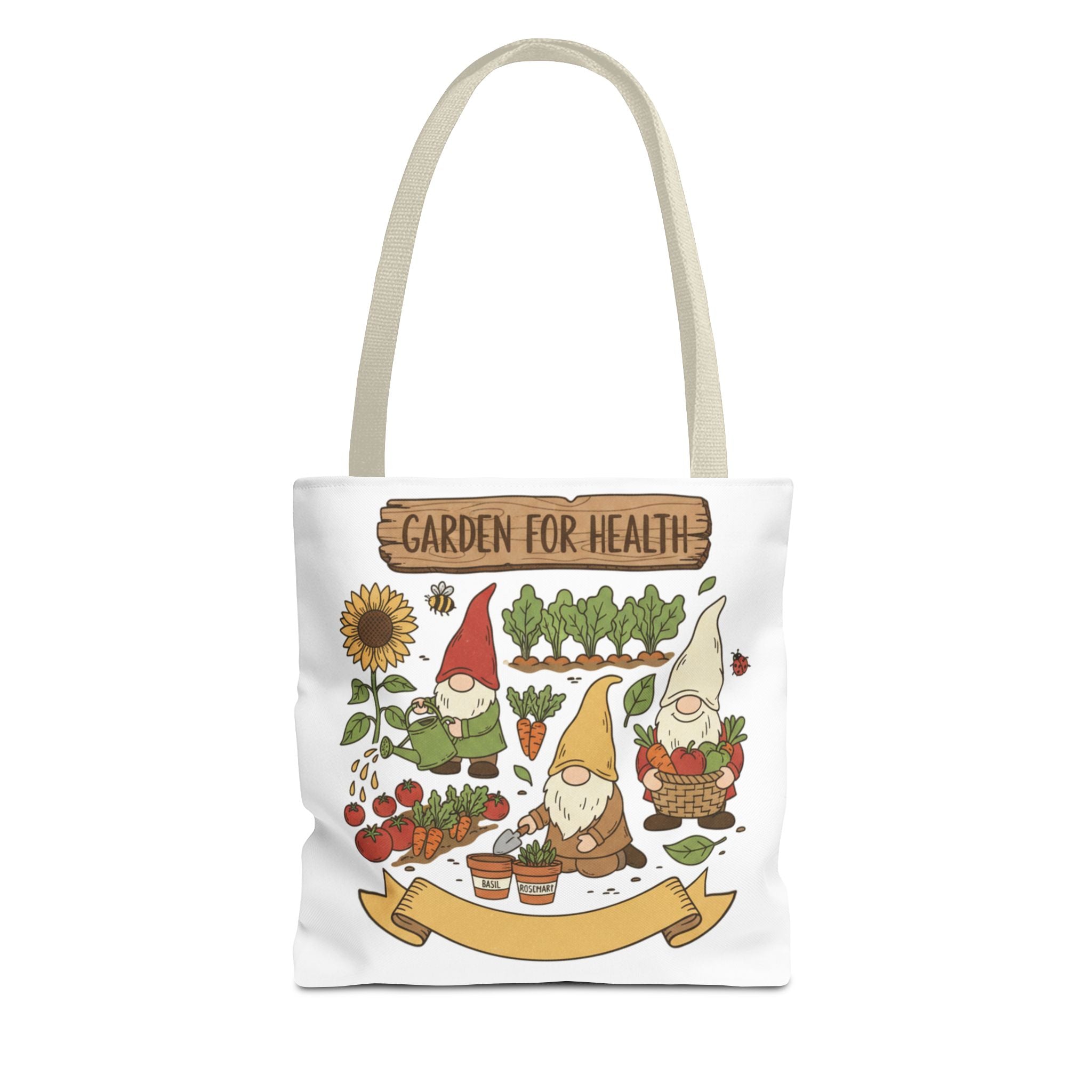 Garden Gnome Tote Bag - "Garden For Health" Cute Eco Shopper