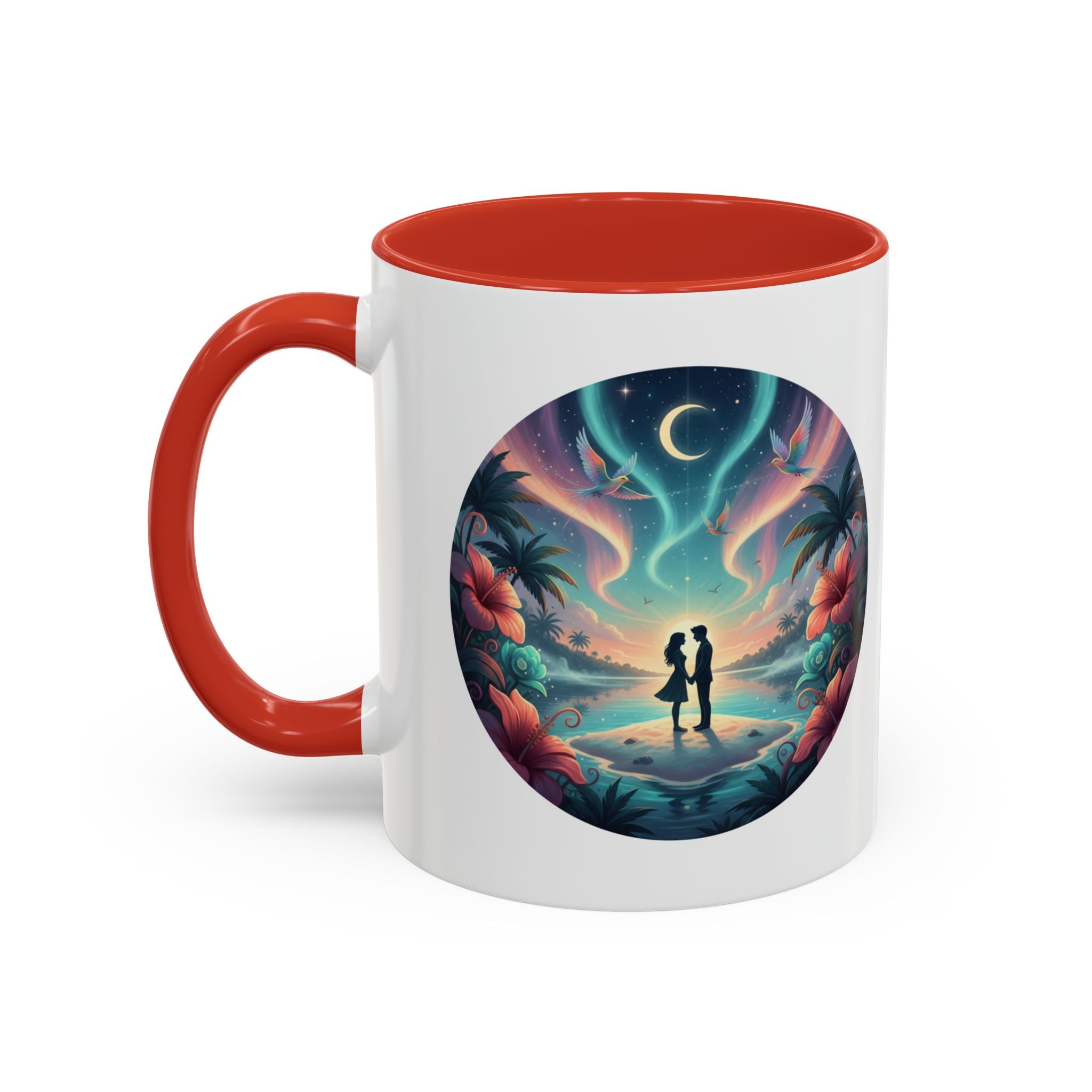 Tropical Sunset Coffee Mug — Romantic Beach Couple Accent Mug (11/15 oz)