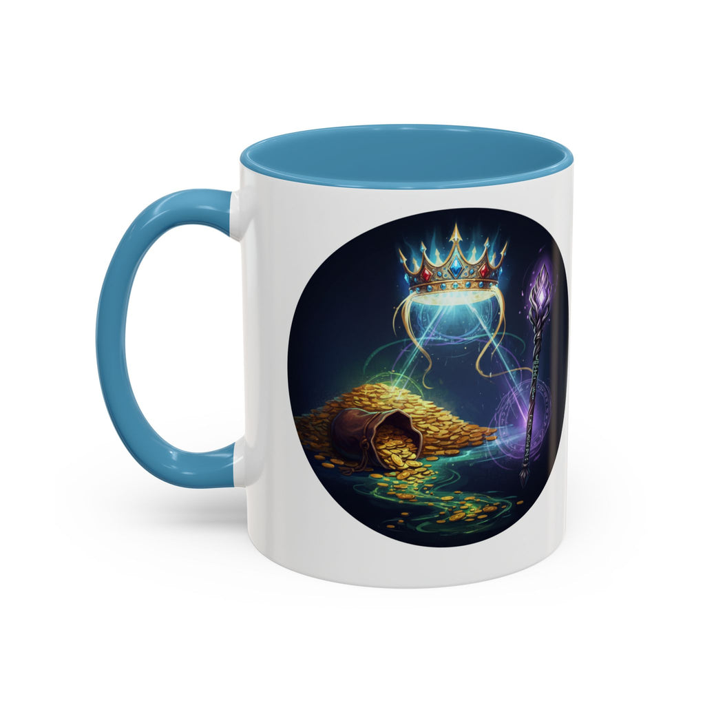 Magic Crown Coffee Mug — Fantasy Wizard Staff & Spilled Gold Accent Mug (11/15 oz)