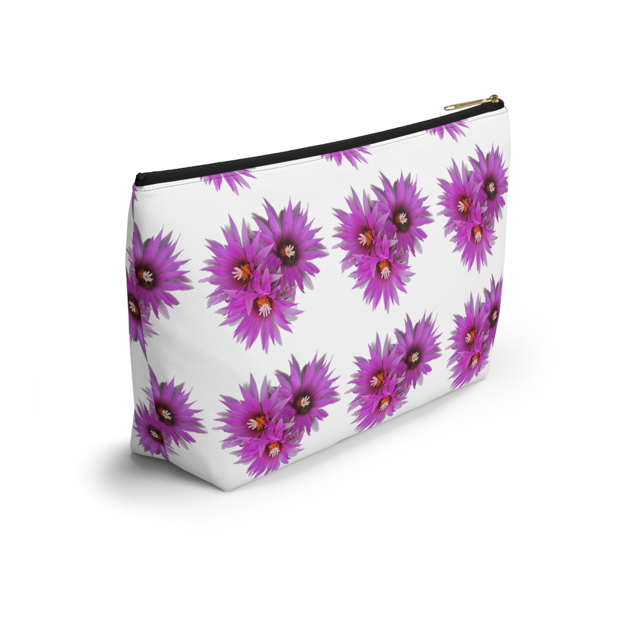 Purple Daisy Accessory Pouch — Floral Makeup & Travel T-Bottom Bag