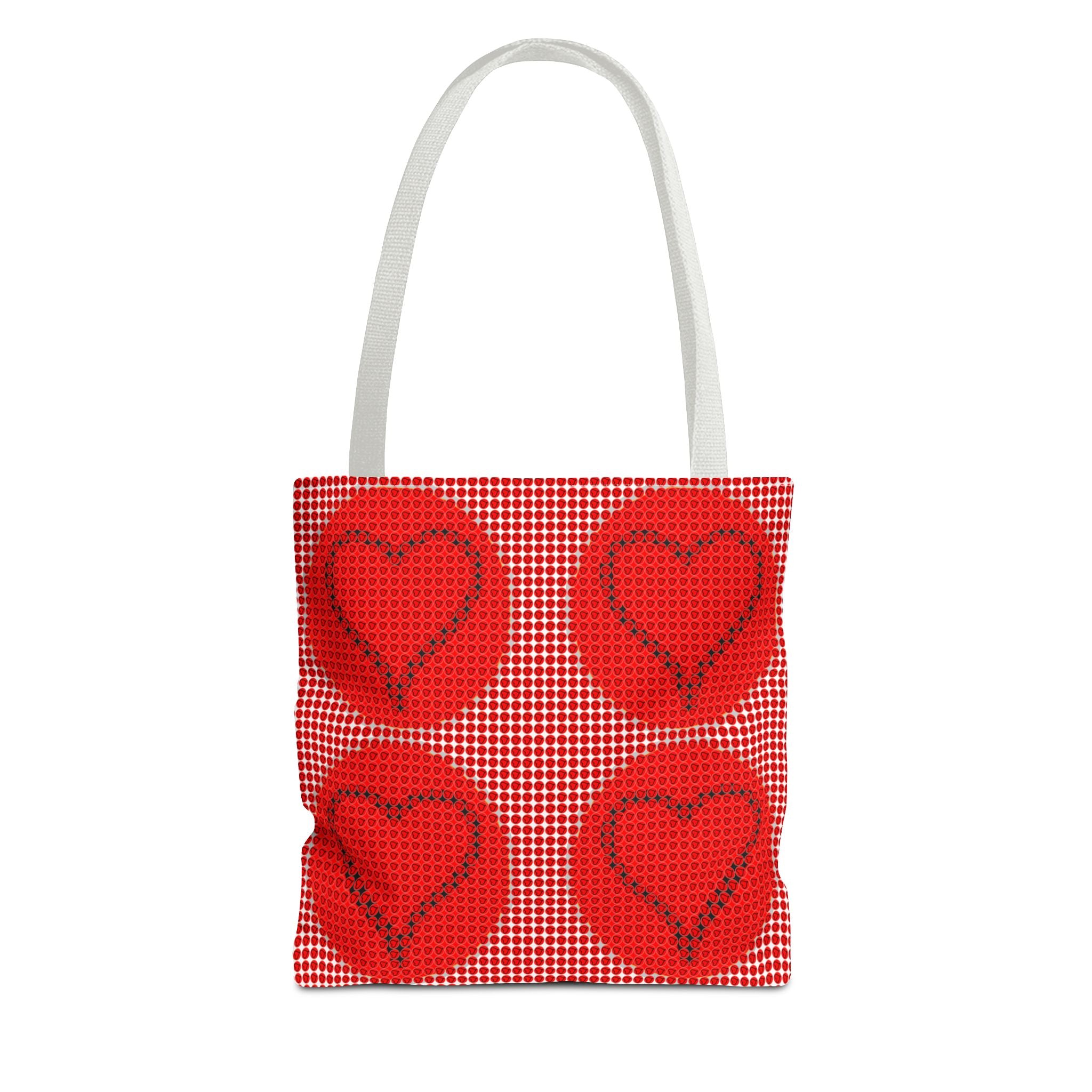 Heart Pattern Tote Bag — Red Valentine All-Over Print Canvas Tote