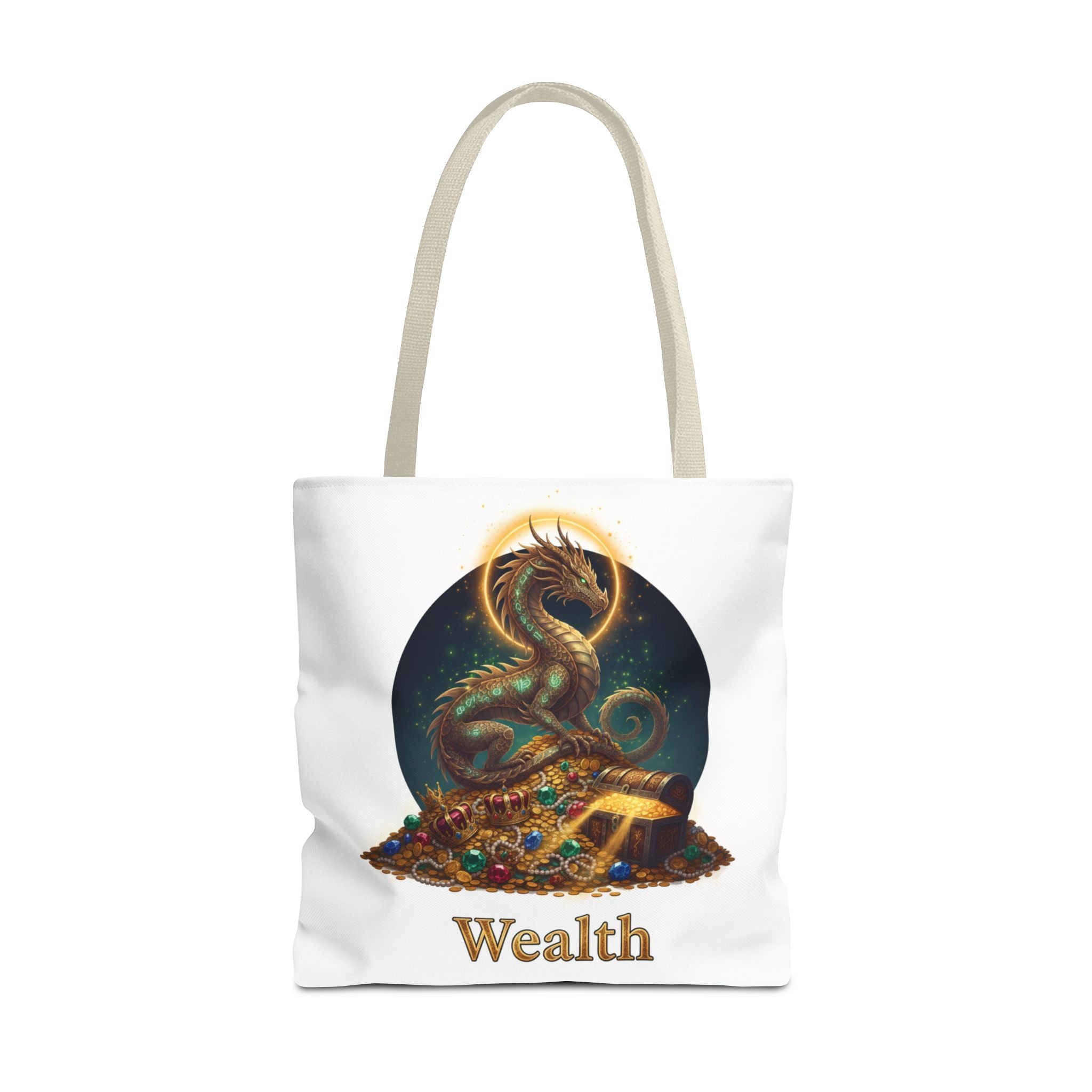 Wealth Dragon Tote Bag — Fantasy Dragon Treasure Illustration Tote