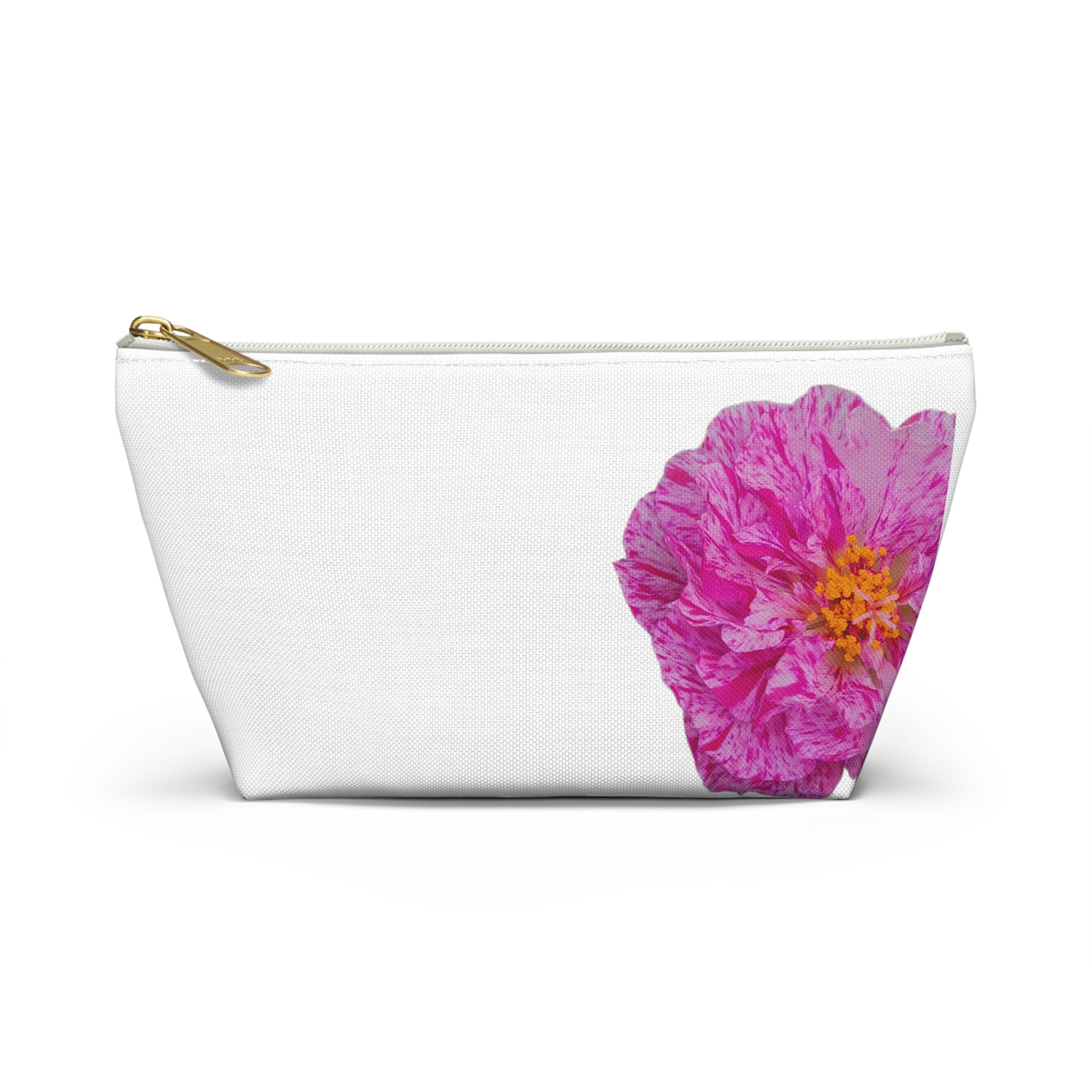 Pink Peony Accessory Pouch — Floral T‑Bottom Makeup Bag