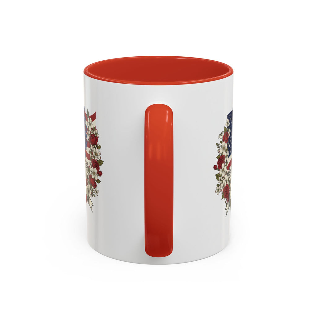 Capitol 250th Anniversary Accent Coffee Mug – Patriotic American Flag Floral Design (11/15oz)