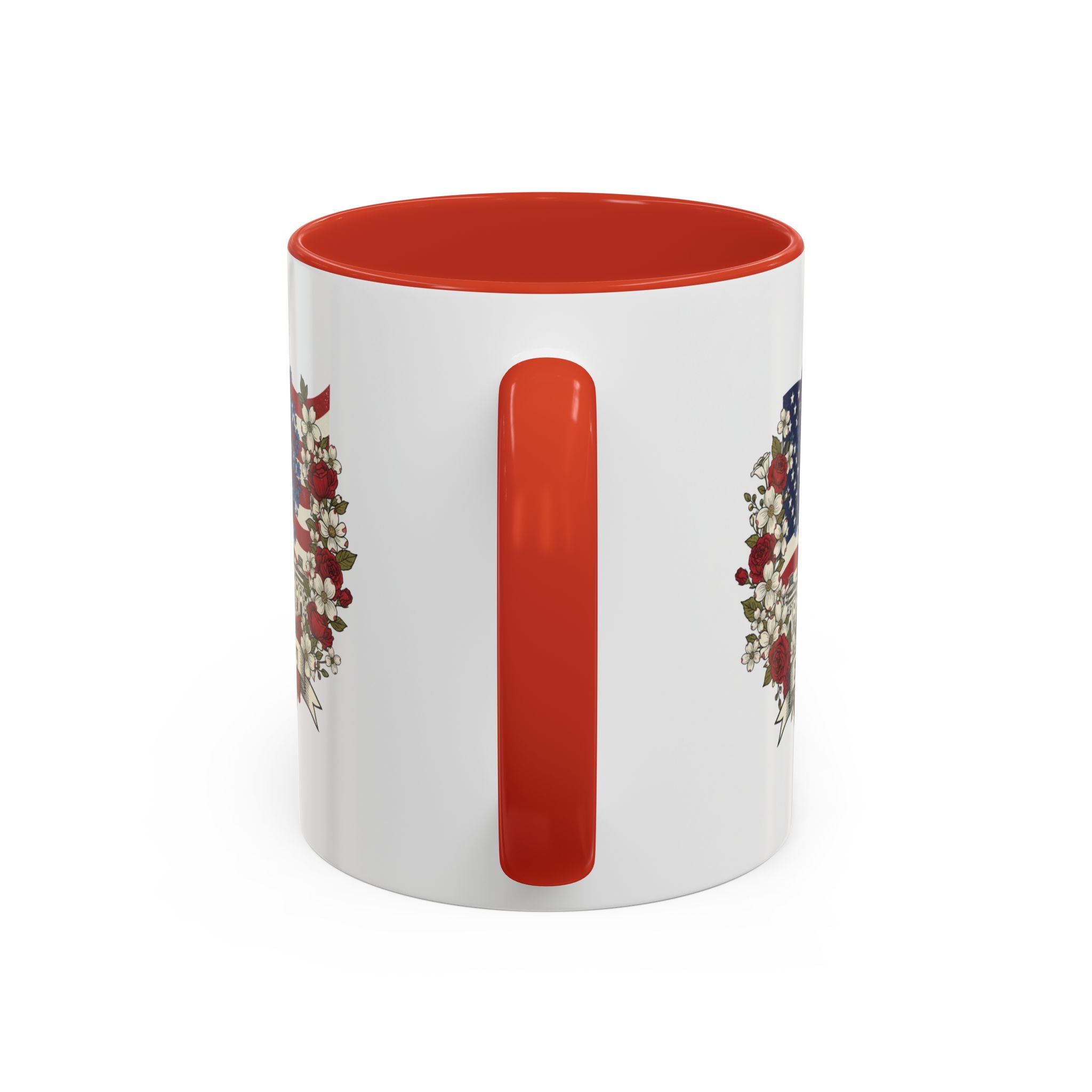 Capitol 250th Anniversary Accent Coffee Mug – Patriotic American Flag Floral Design (11/15oz)