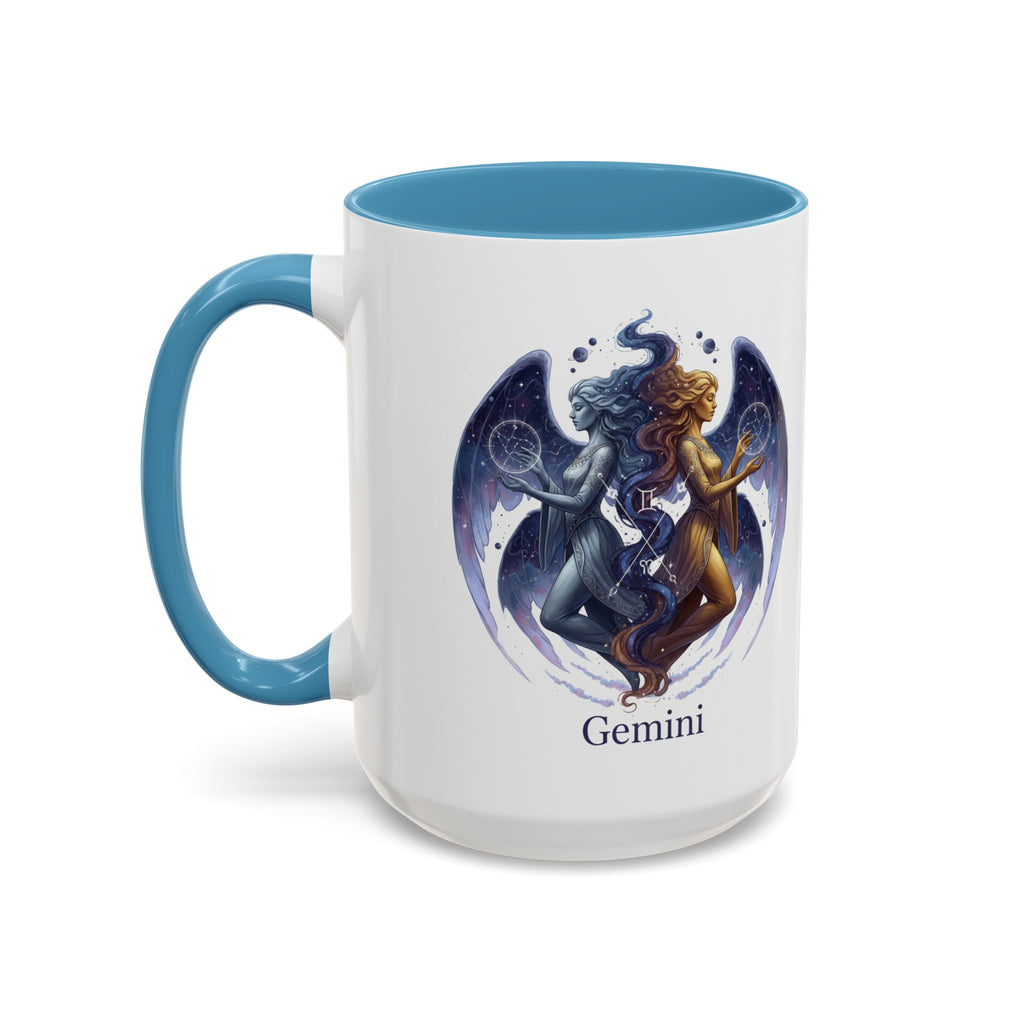 Gemini Zodiac Coffee Mug — Twin Stars Astrology Accent Mug (11/15oz)