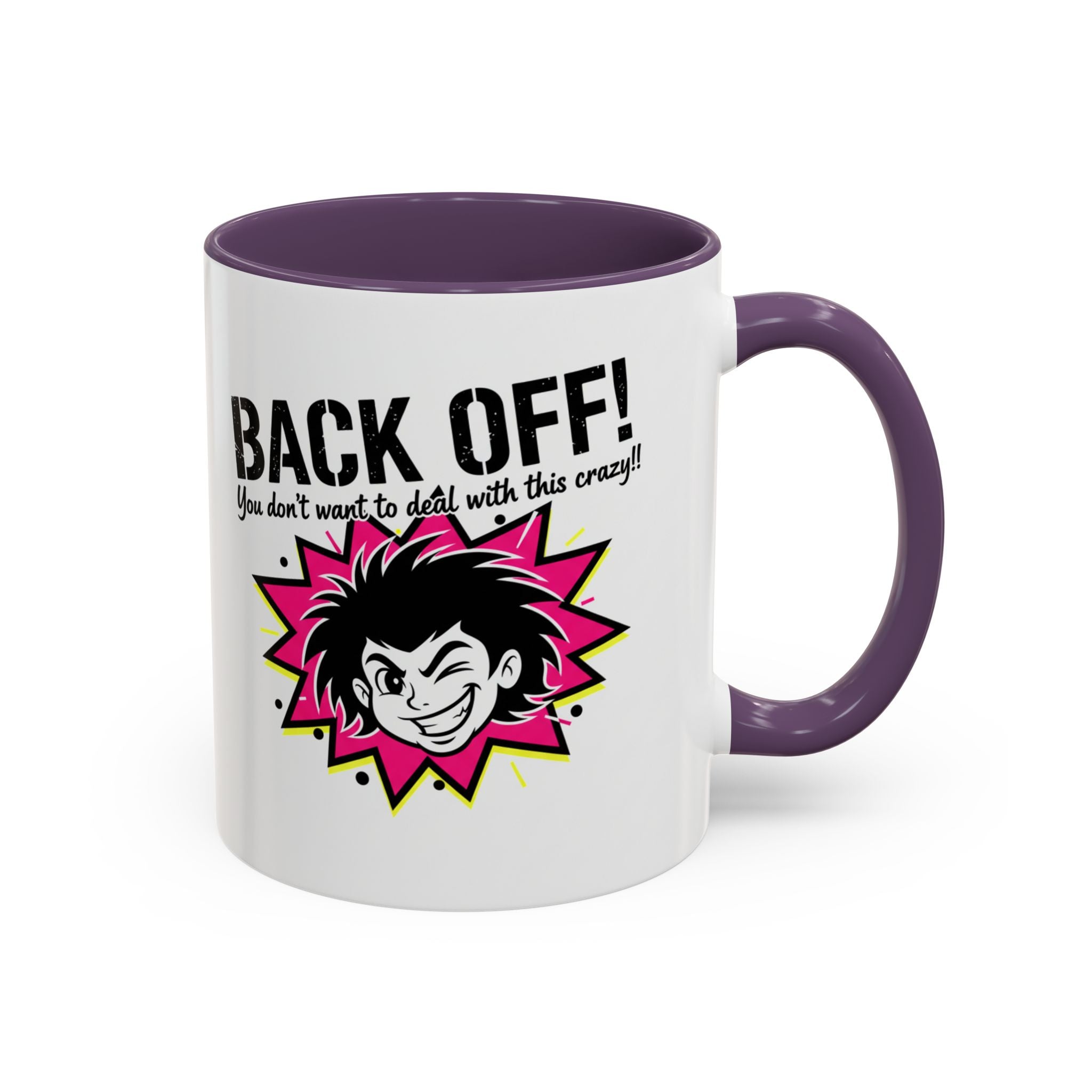 Back Off! Funny Cartoon Face Accent Coffee Mug — 11/15oz
