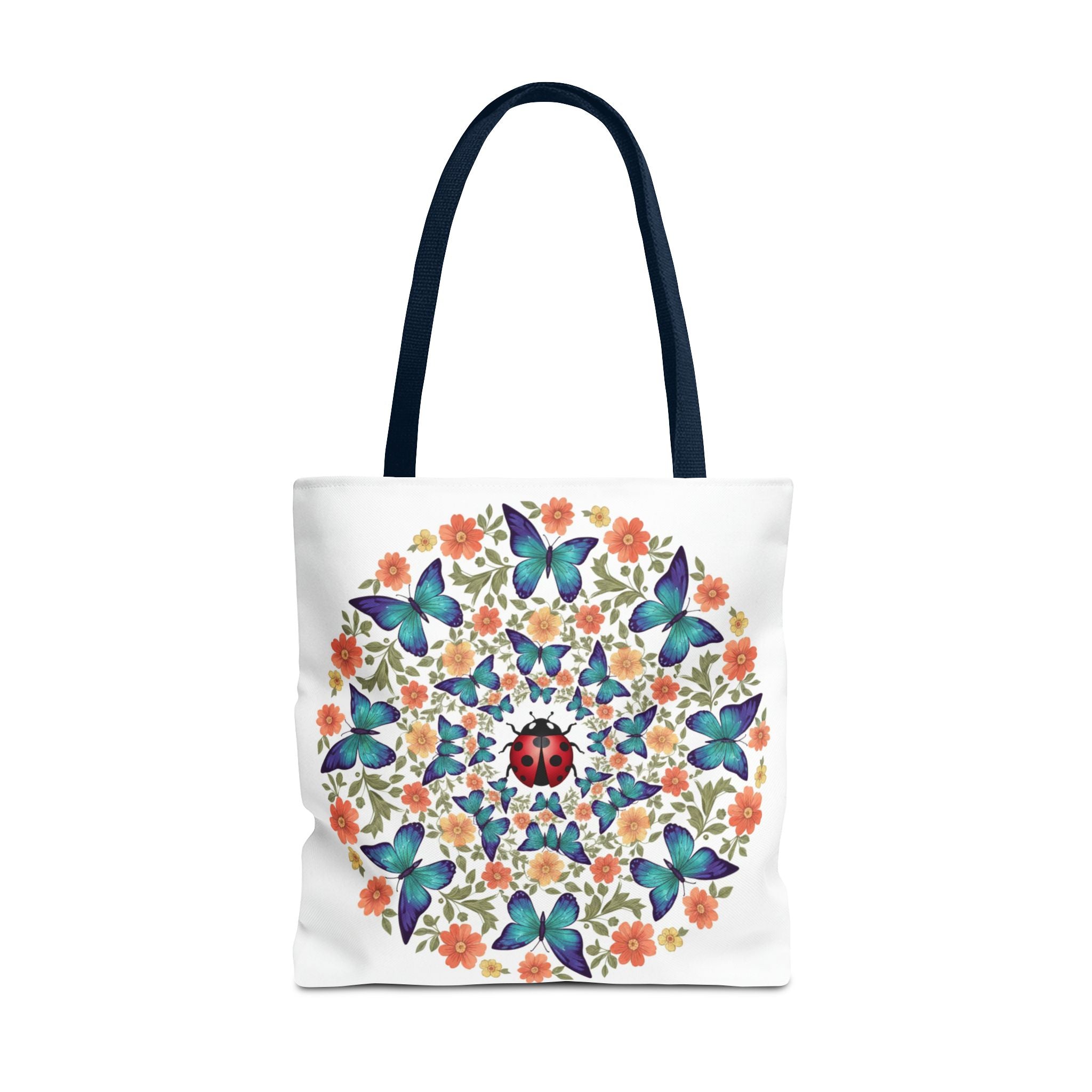 Butterfly & Ladybug Floral Tote Bag – Boho Mandala AOP Beach & Market Bag