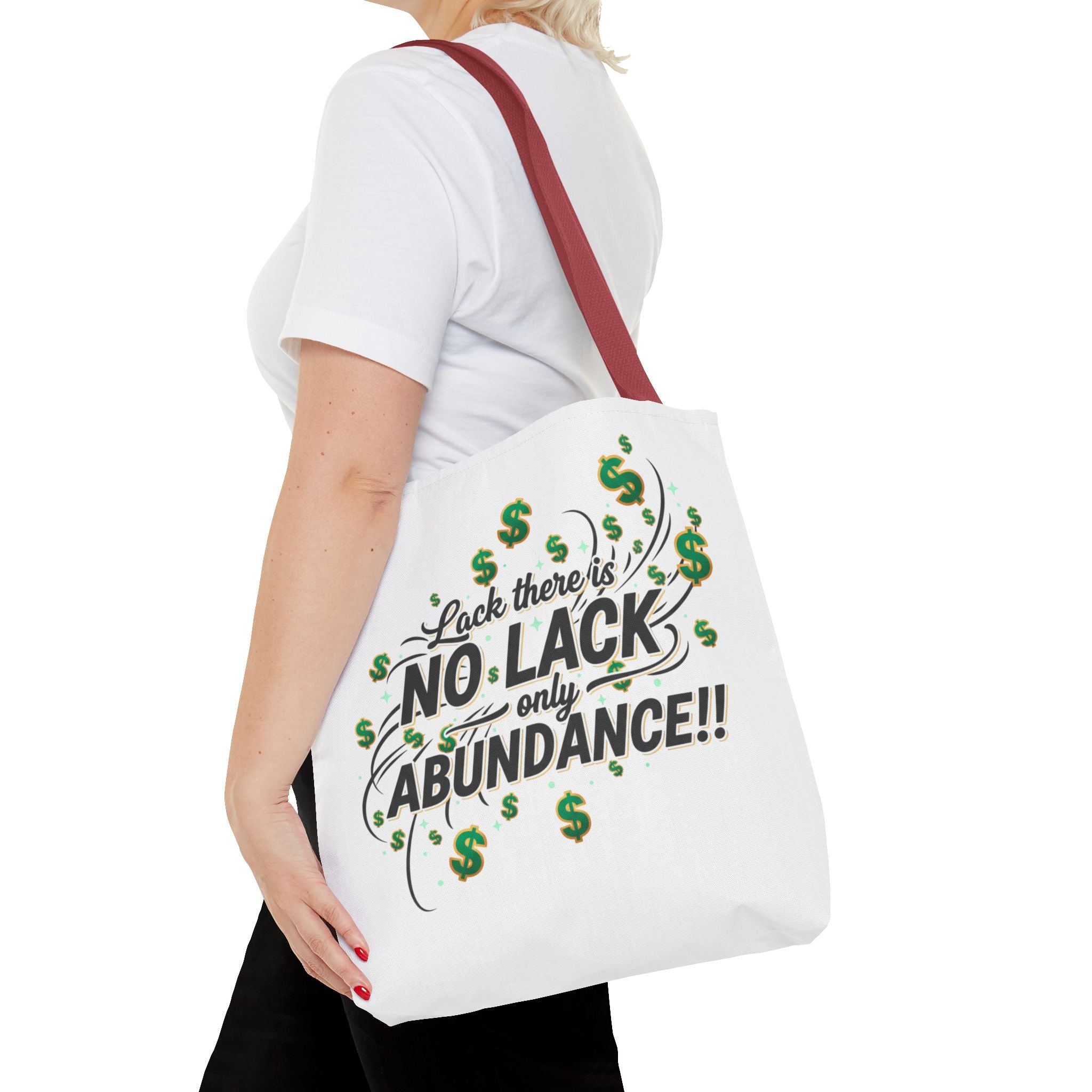 Abundance Tote Bag — "No Lack Only Abundance" Motivational Money Design