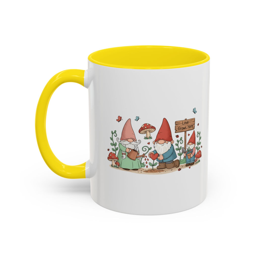 Gnome Garden Coffee Mug — Cute ‘Love Grows Here’ Accent Mug