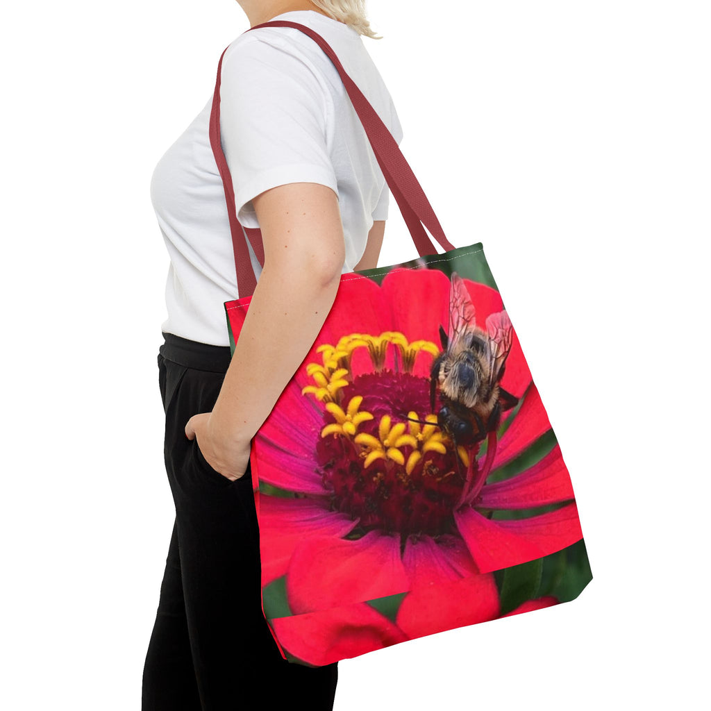 Floral Bee Tote Bag — Red Zinnia Garden Shopper