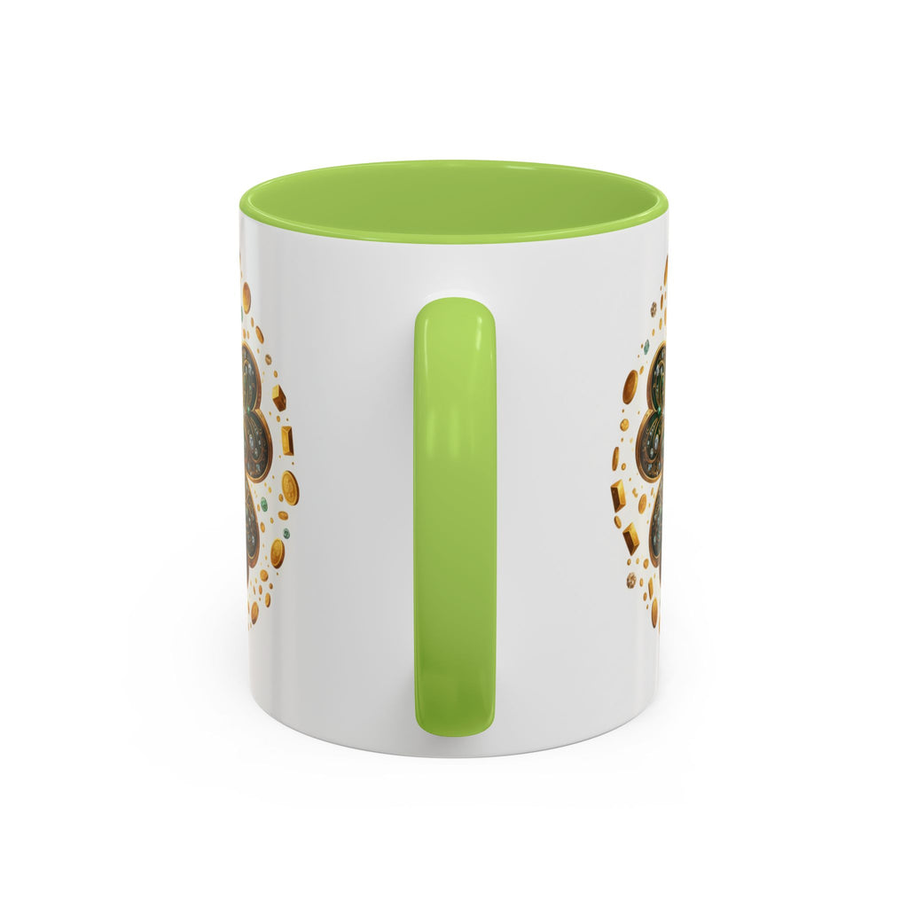 St. Patrick's Shamrock Coffee Mug — "Money Flows to Me" Lucky Charm Accent Mug