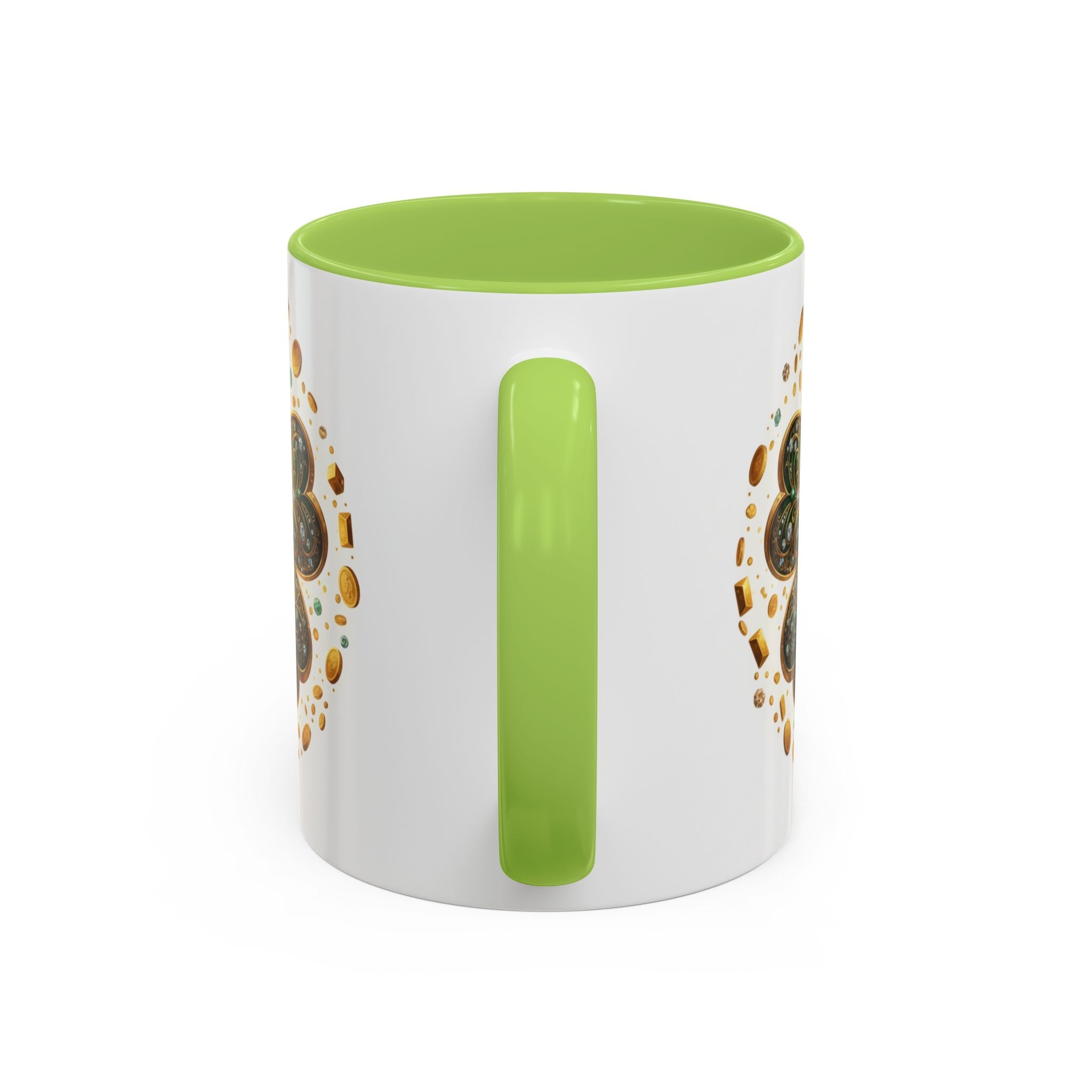 St. Patrick's Shamrock Coffee Mug — "Money Flows to Me" Lucky Charm Accent Mug