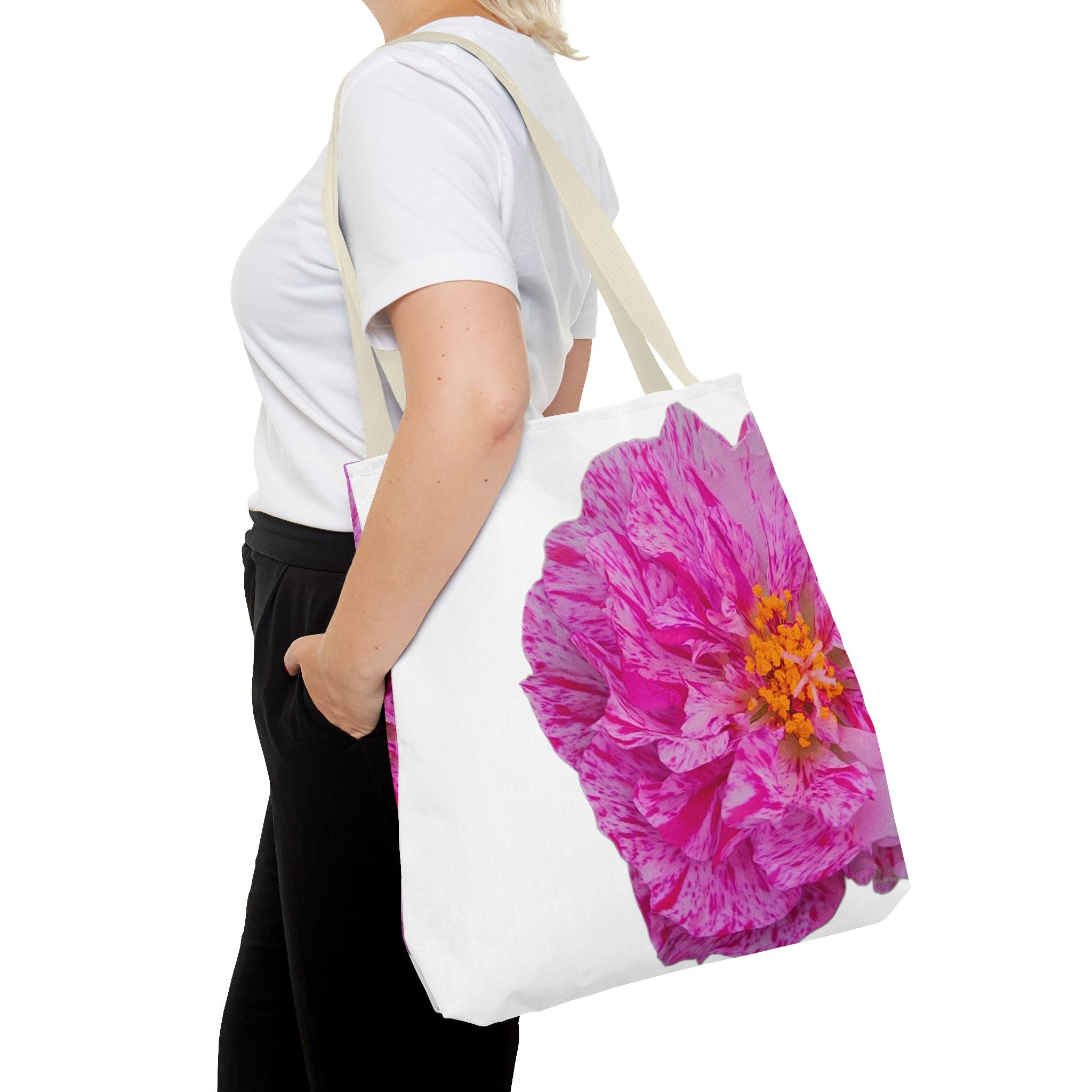 Pink Peony Floral Tote Bag — Bright Bloom All-Over Print