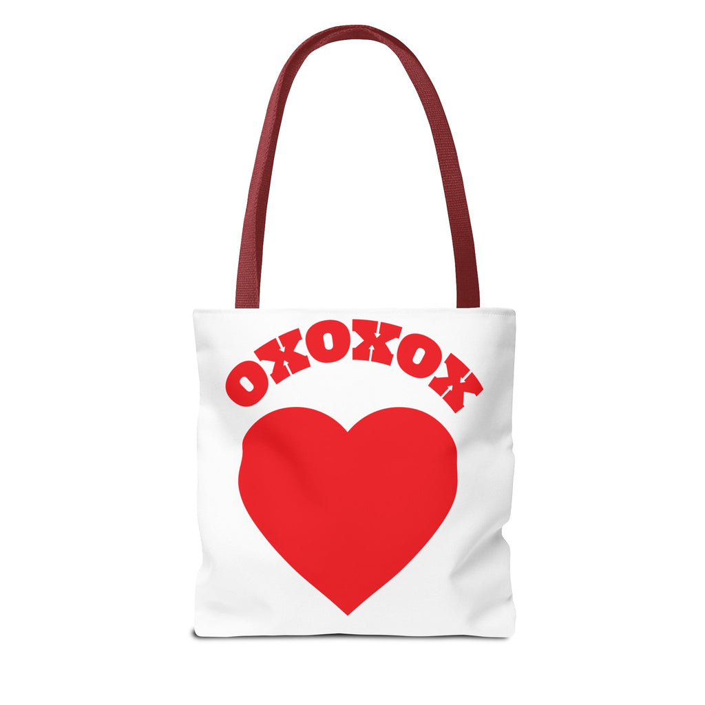 Valentine Heart 'XOXOXO' Tote Bag — Romantic Red Heart Canvas Tote for Valentine's Day