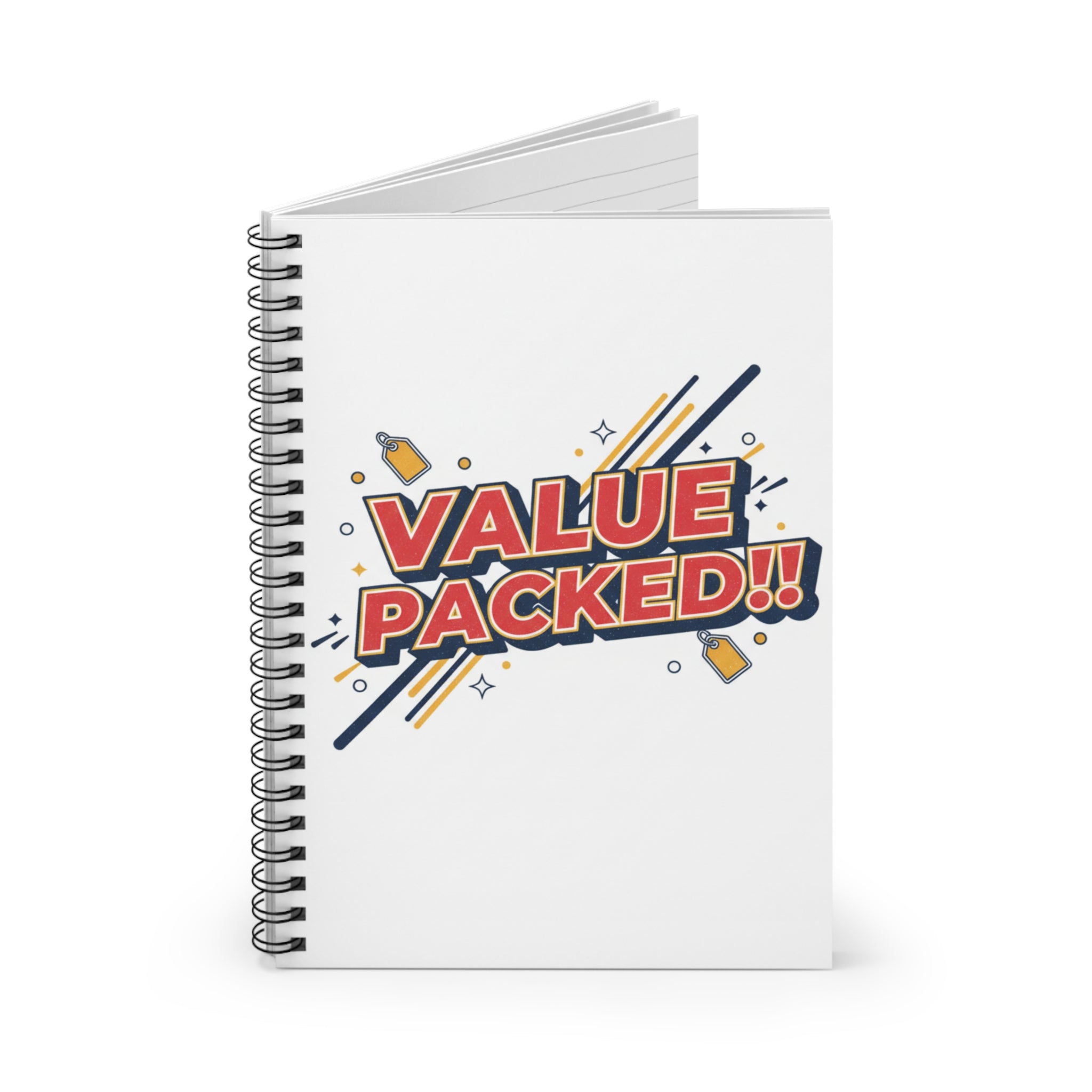 Value Packed!! Spiral Notebook — Retro Pop Art Ruled Journal for Students & Office