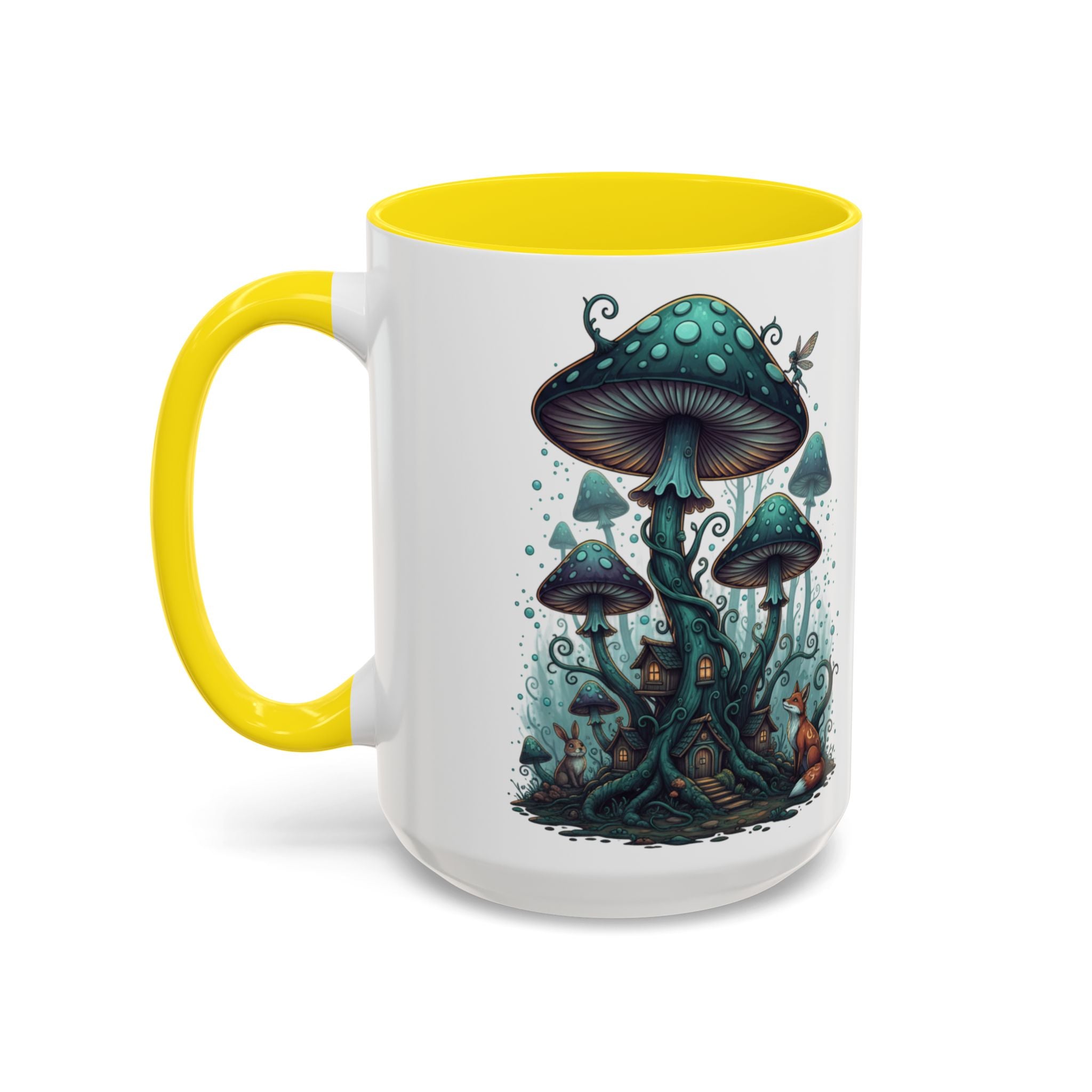 Enchanted Mushroom Cottage Coffee Mug — Fantasy Forest Accent Mug