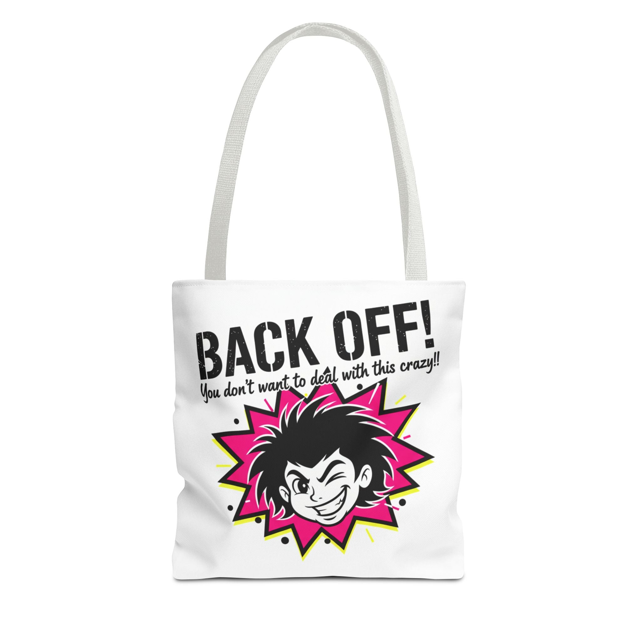 Back Off! Graphic Tote Bag — Funny Retro Punk Design