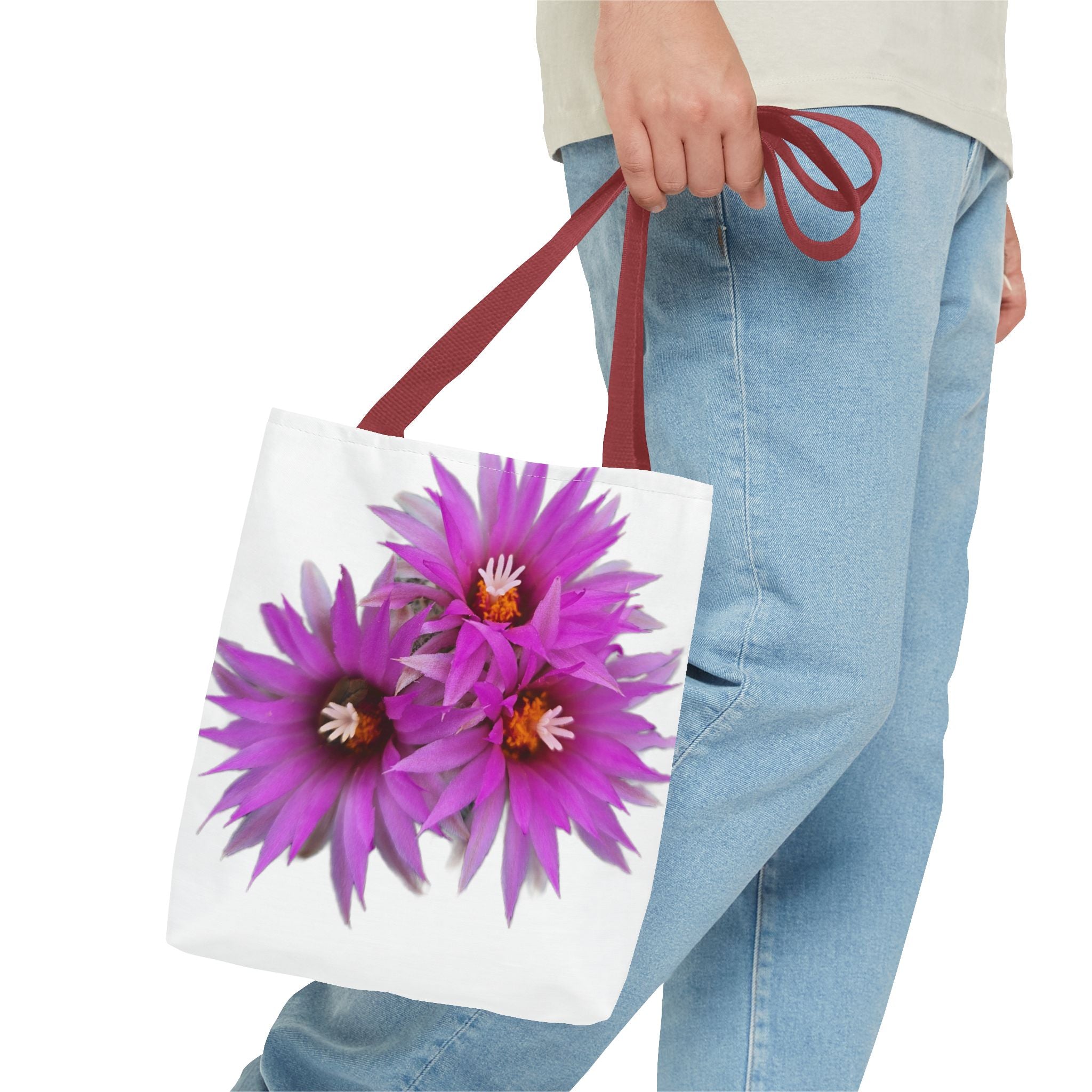 Pink Cactus Flower Tote Bag — Vibrant Desert Floral All-Over Print Tote