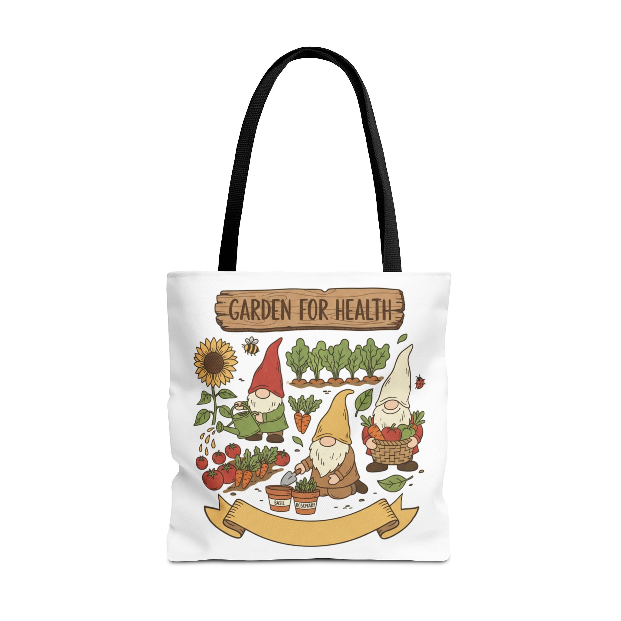 Garden Gnome Tote Bag - "Garden For Health" Cute Eco Shopper