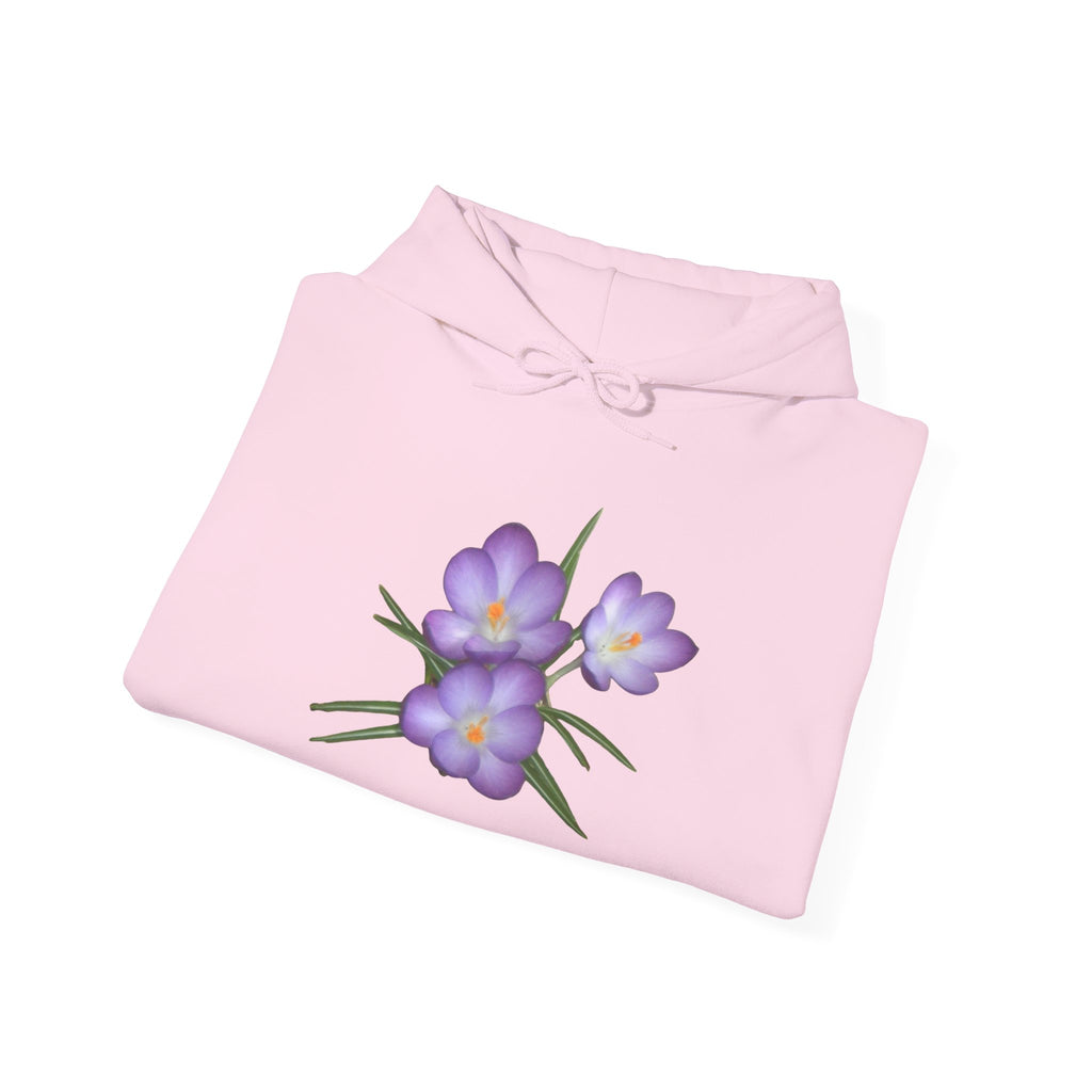 Purple Crocus Floral Hoodie — Spring Flower Graphic Sweatshirt