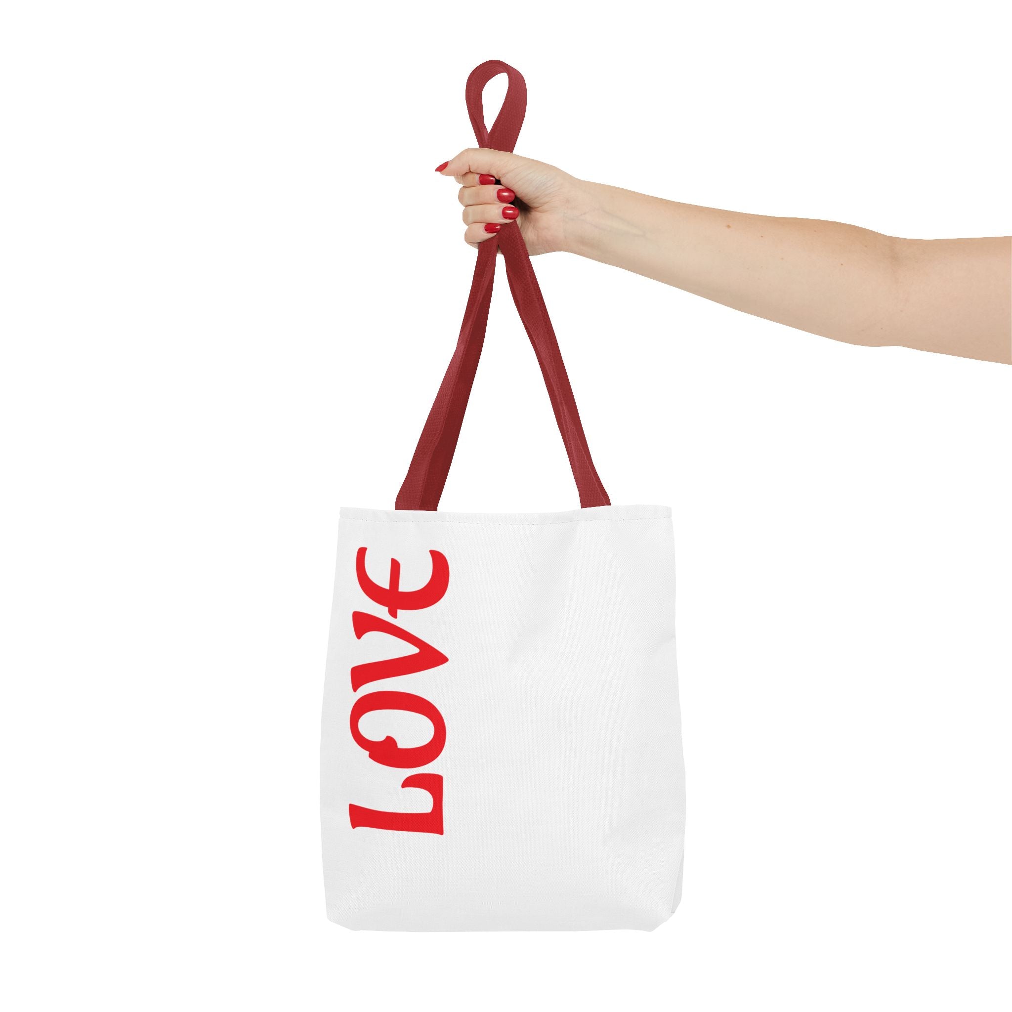 LOVE Vertical Red Tote Bag – Romantic Valentine’s Day Canvas Tote