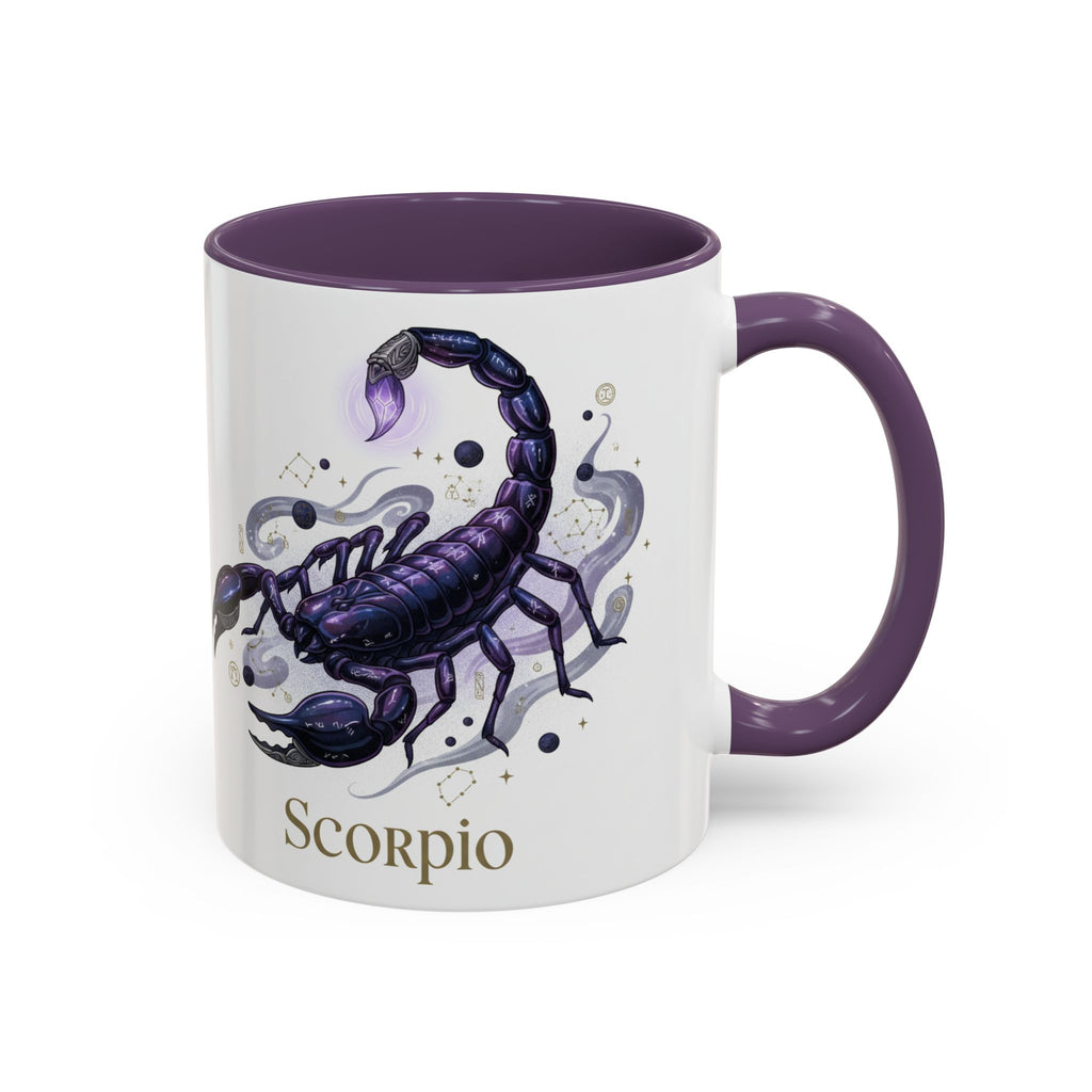 Scorpio Zodiac Coffee Mug — Purple Scorpion Accent Mug (11/15oz)
