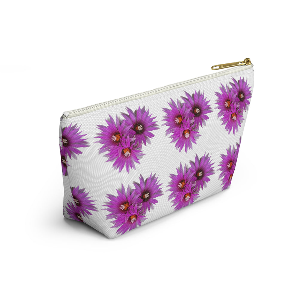Purple Daisy Accessory Pouch — Floral Makeup & Travel T-Bottom Bag