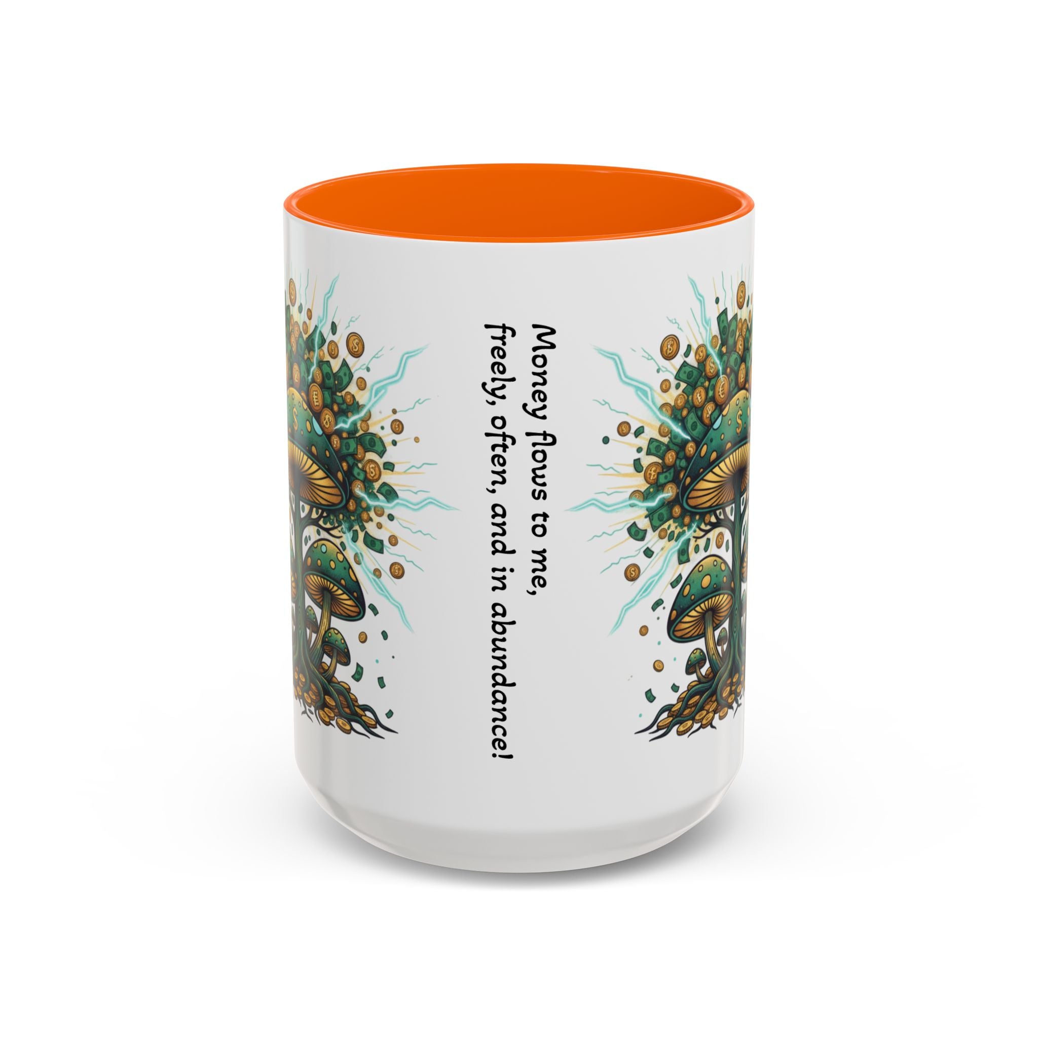 Accent Coffee Mug — 'Money Flows to Me Freely' Mushroom Abundance Design (11/15oz)
