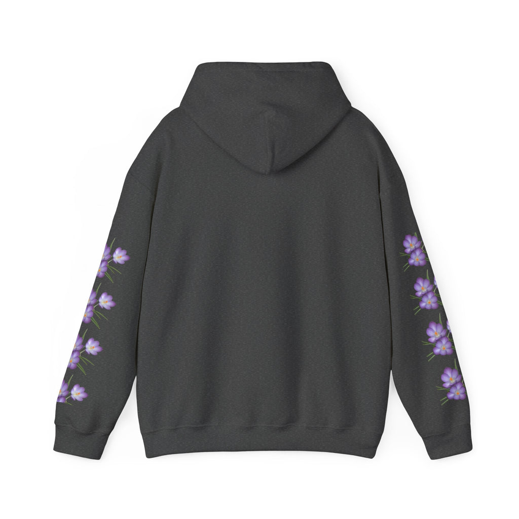 Purple Crocus Floral Hoodie — Spring Flower Graphic Sweatshirt