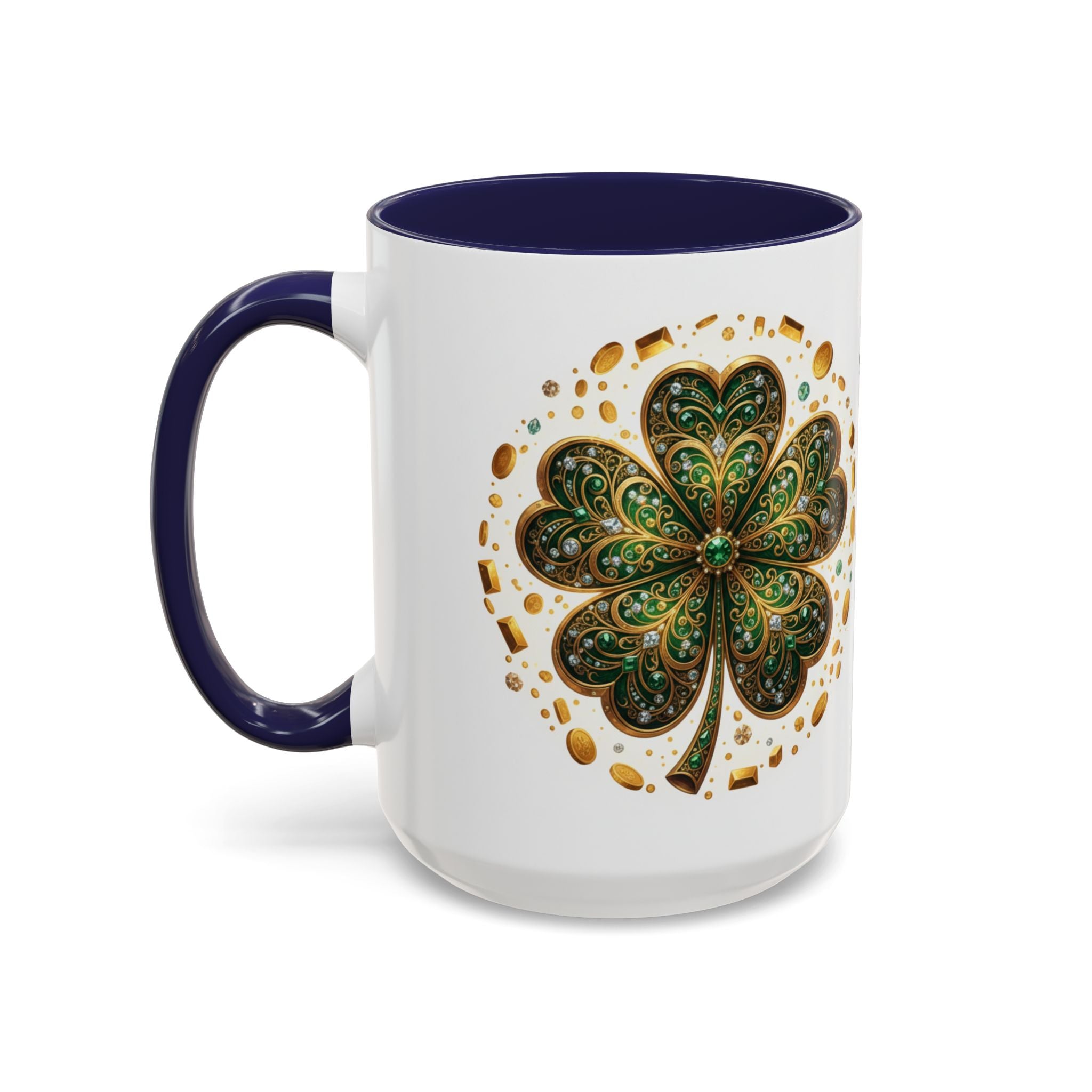 St. Patrick's Shamrock Coffee Mug — "Money Flows to Me" Lucky Charm Accent Mug