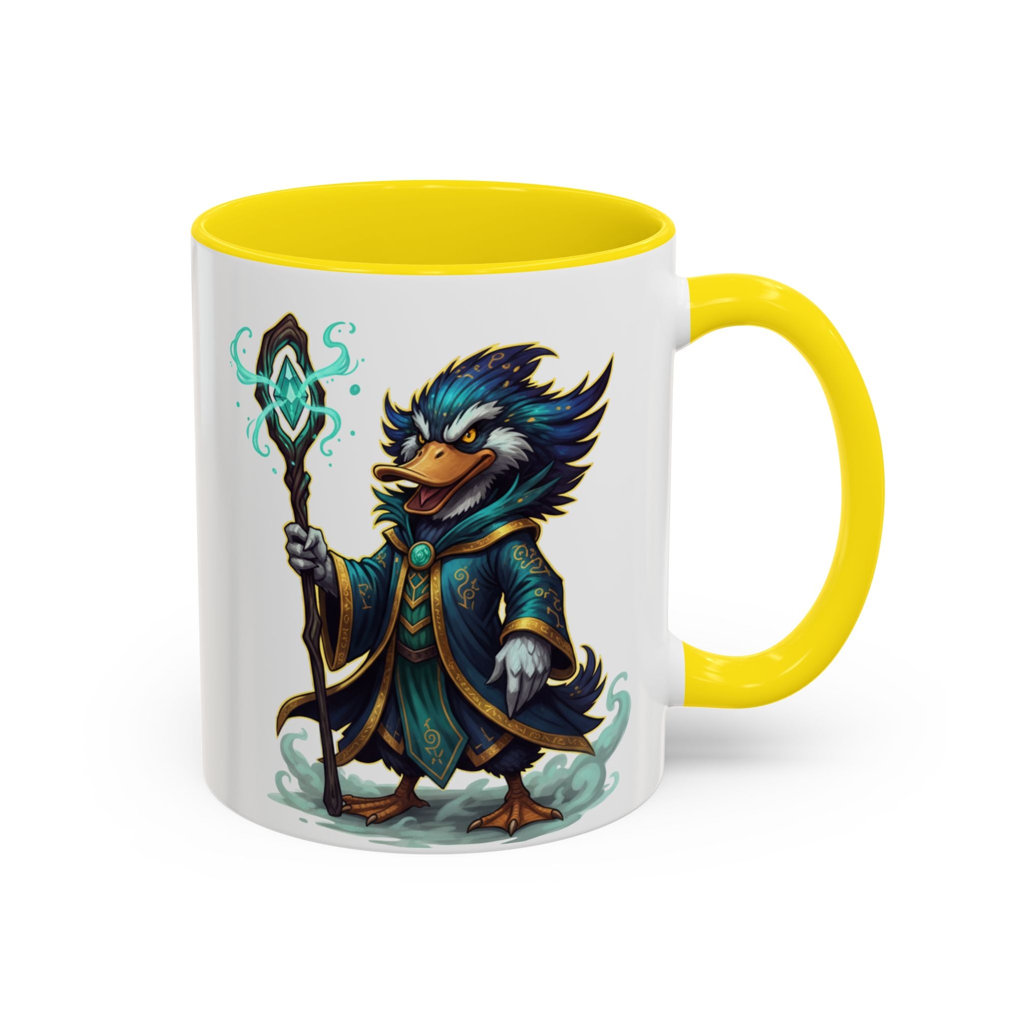 Mage Duck Coffee Mug — Fantasy Wizard Duck Illustration Accent Mug (11/15oz)