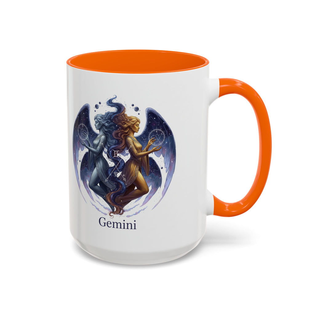 Gemini Zodiac Coffee Mug — Twin Stars Astrology Accent Mug (11/15oz)