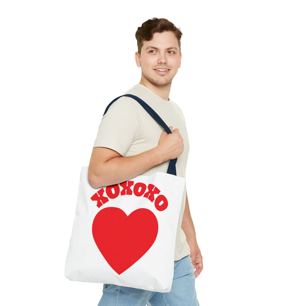 Valentine Heart 'XOXOXO' Tote Bag — Romantic Red Heart Canvas Tote for Valentine's Day