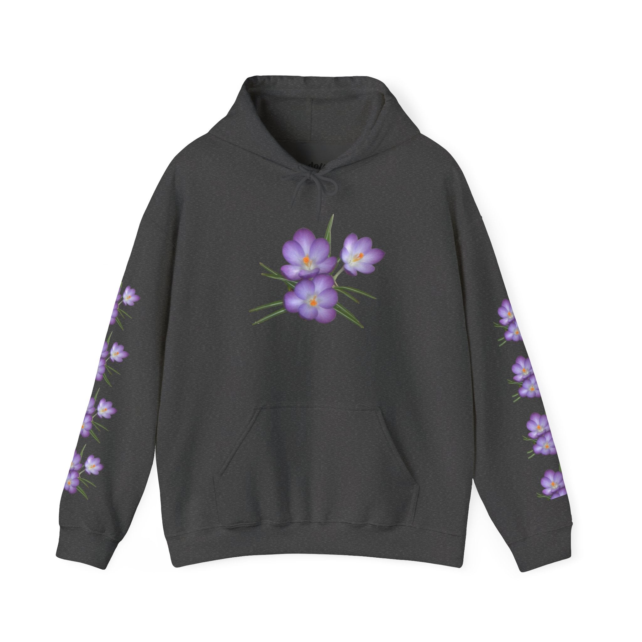 Purple Crocus Floral Hoodie — Spring Flower Graphic Sweatshirt