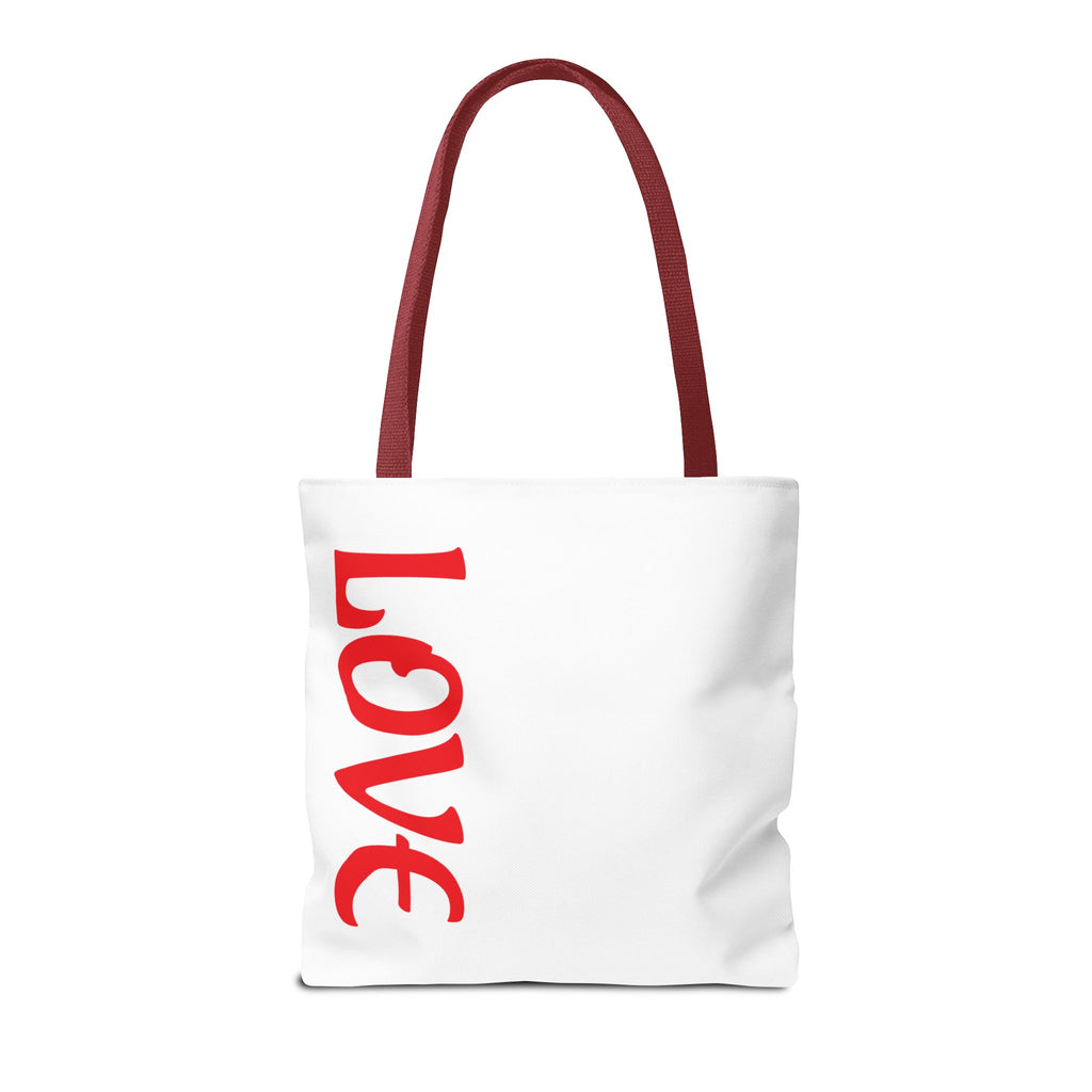 LOVE Vertical Red Tote Bag – Romantic Valentine’s Day Canvas Tote