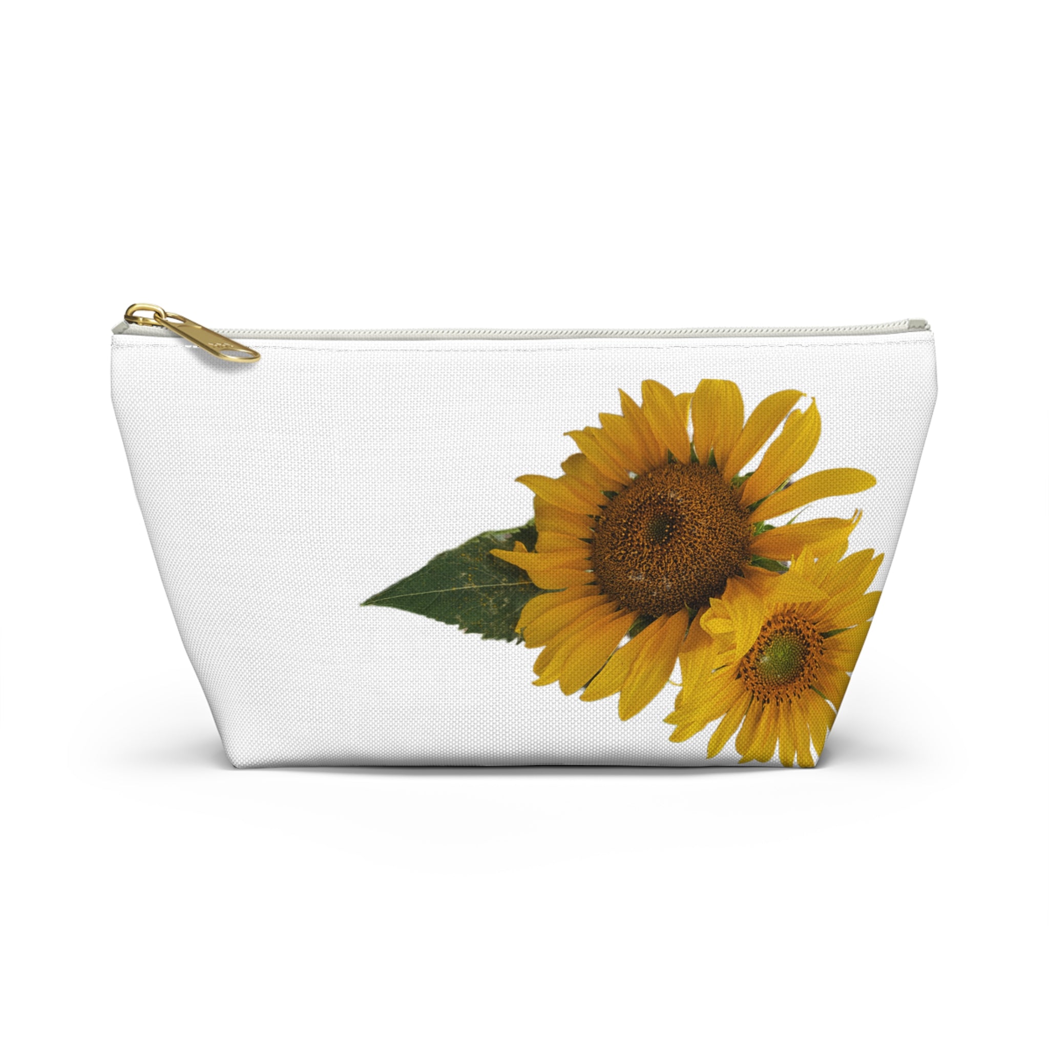 Sunflower Accessory Pouch — Floral Makeup & Travel T-Bottom Bag