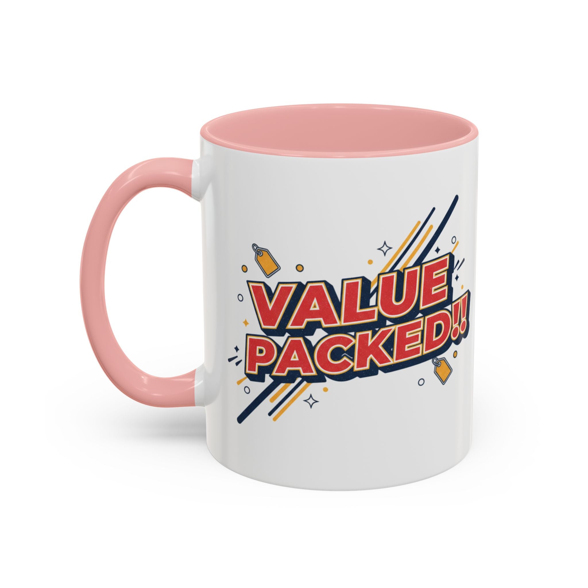 Value Packed!! Accent Coffee Mug — Bold Retro Comic Graphic (11/15 oz)